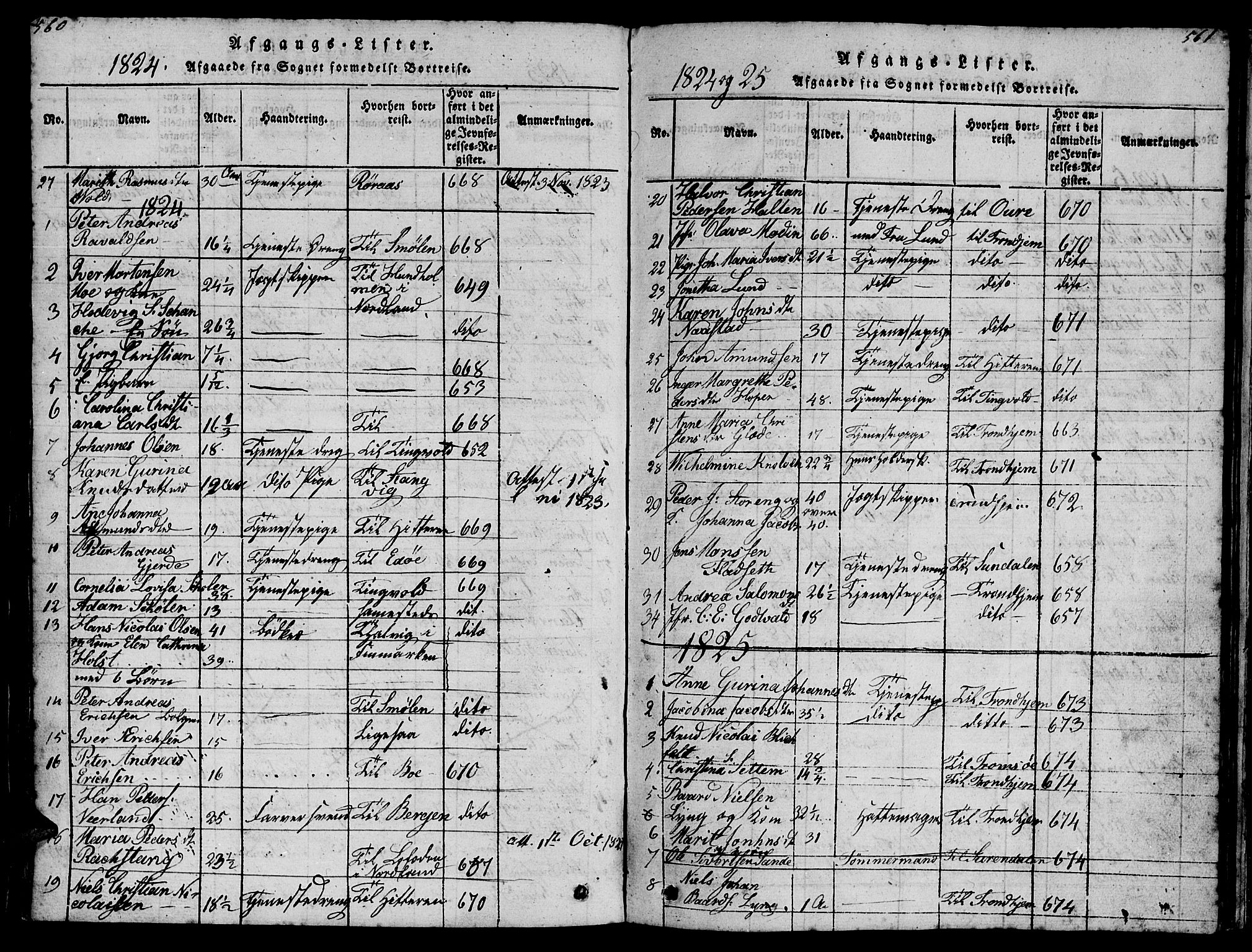 Ministerialprotokoller, klokkerbøker og fødselsregistre - Møre og Romsdal, SAT/A-1454/572/L0856: Parish register (copy) no. 572C01, 1819-1832, p. 560-561