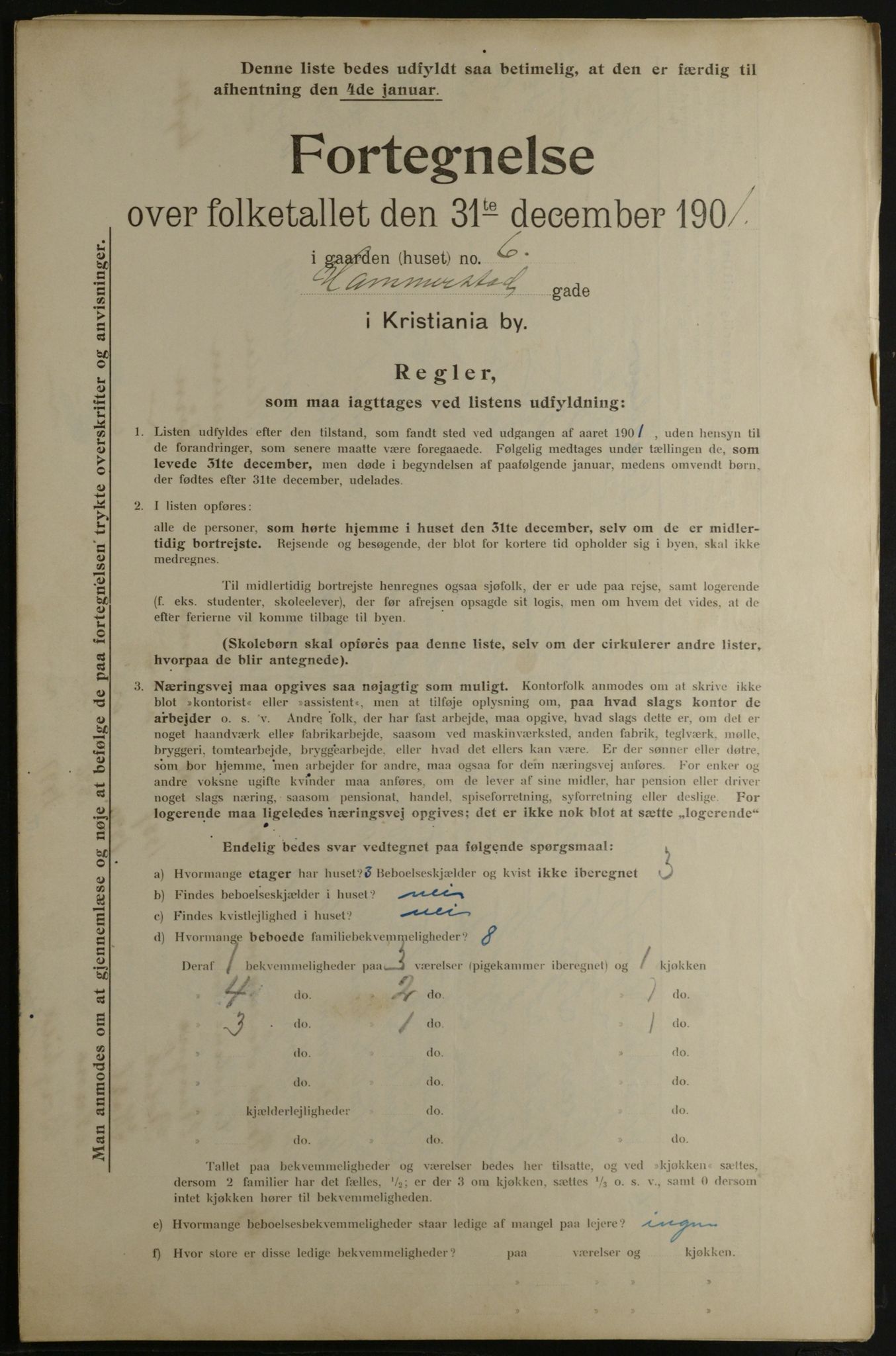 OBA, Municipal Census 1901 for Kristiania, 1901, p. 5595