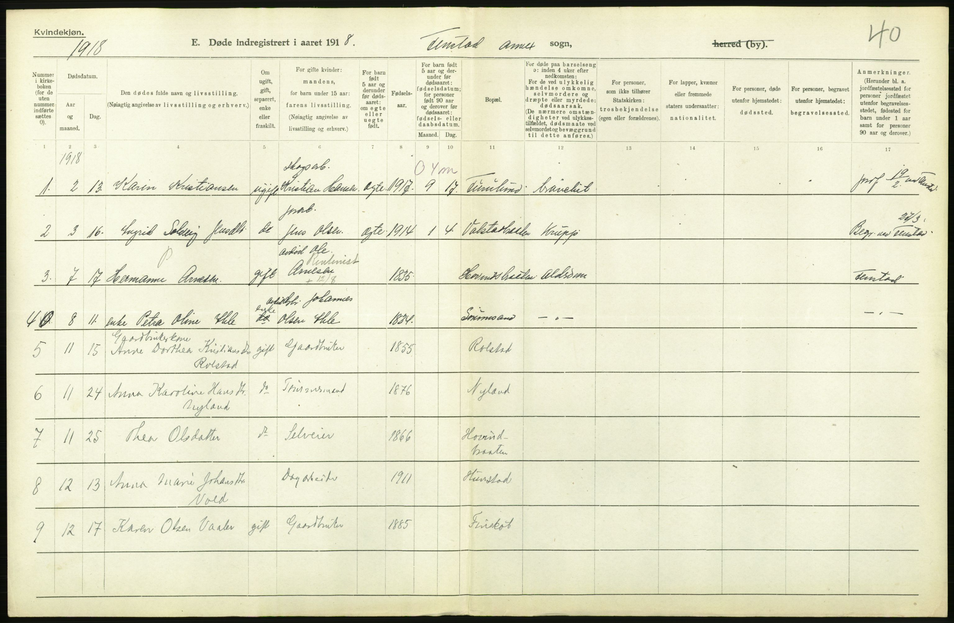 Statistisk sentralbyrå, Sosiodemografiske emner, Befolkning, AV/RA-S-2228/D/Df/Dfb/Dfbh/L0006: Akershus fylke: Døde. Bygder og byer., 1918, p. 618