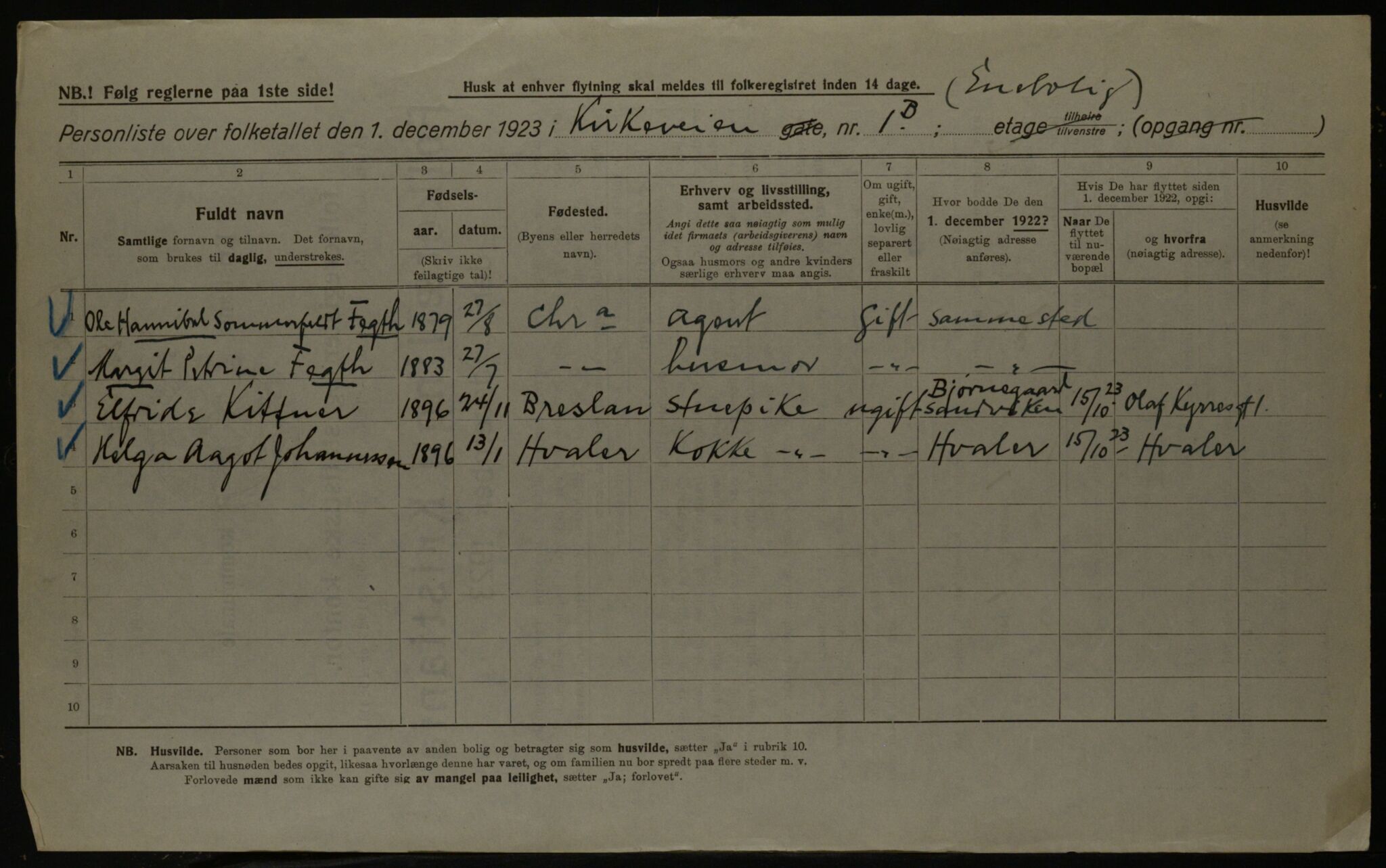 OBA, Municipal Census 1923 for Kristiania, 1923, p. 56607