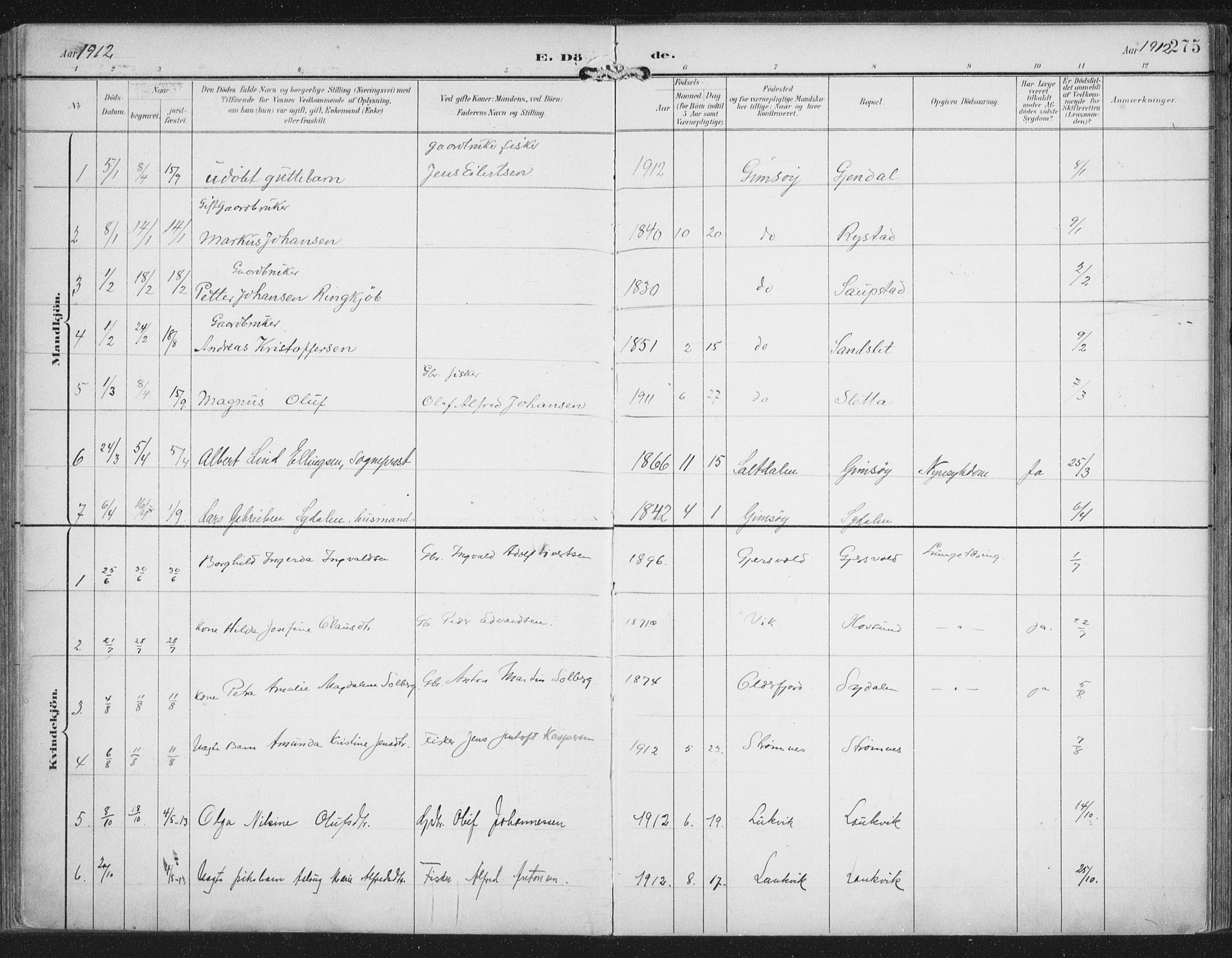 Ministerialprotokoller, klokkerbøker og fødselsregistre - Nordland, SAT/A-1459/876/L1098: Parish register (official) no. 876A04, 1896-1915, p. 275