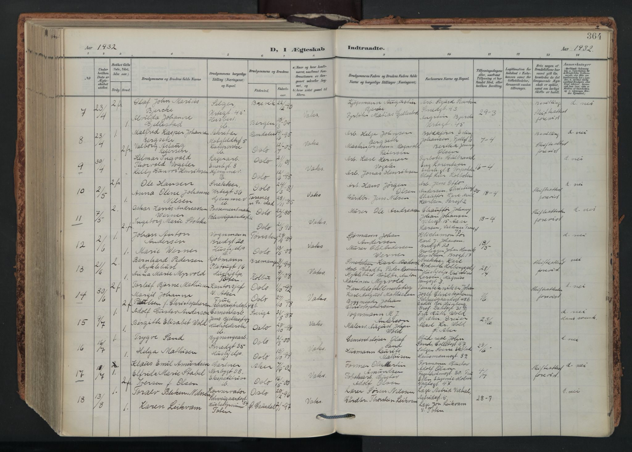 Grønland prestekontor Kirkebøker, AV/SAO-A-10848/F/Fa/L0017: Parish register (official) no. 17, 1906-1934, p. 364