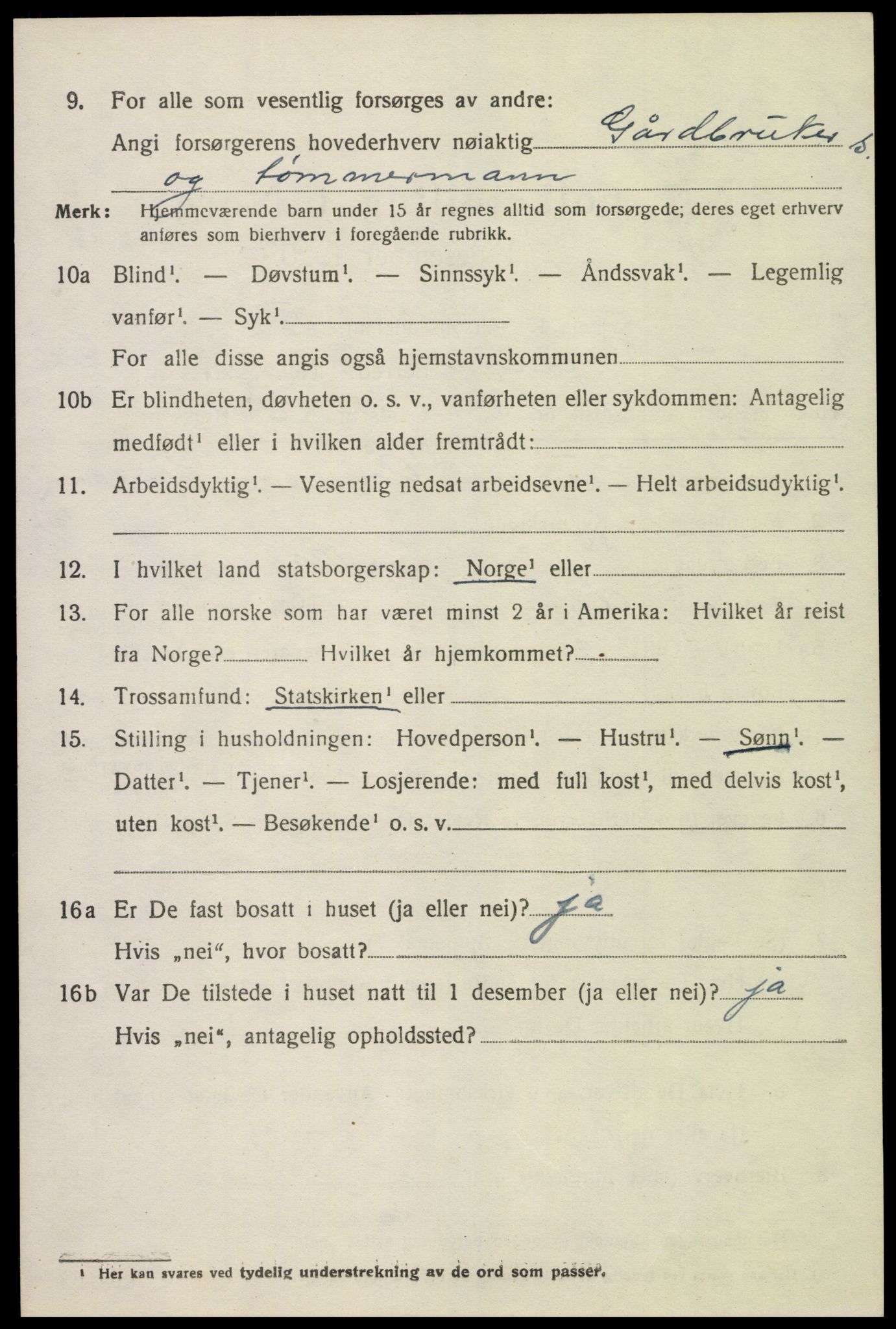 SAK, 1920 census for Åseral, 1920, p. 2419