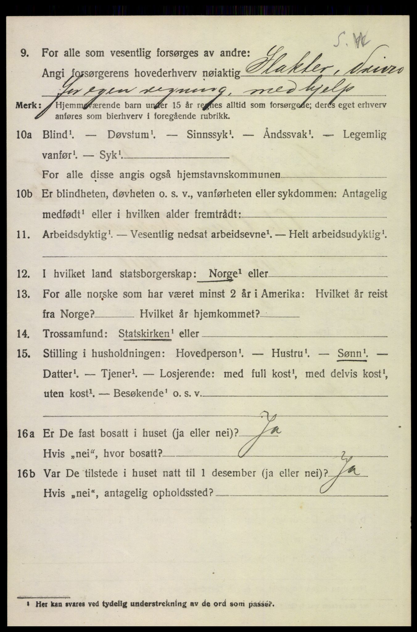 SAH, 1920 census for Tynset, 1920, p. 5231