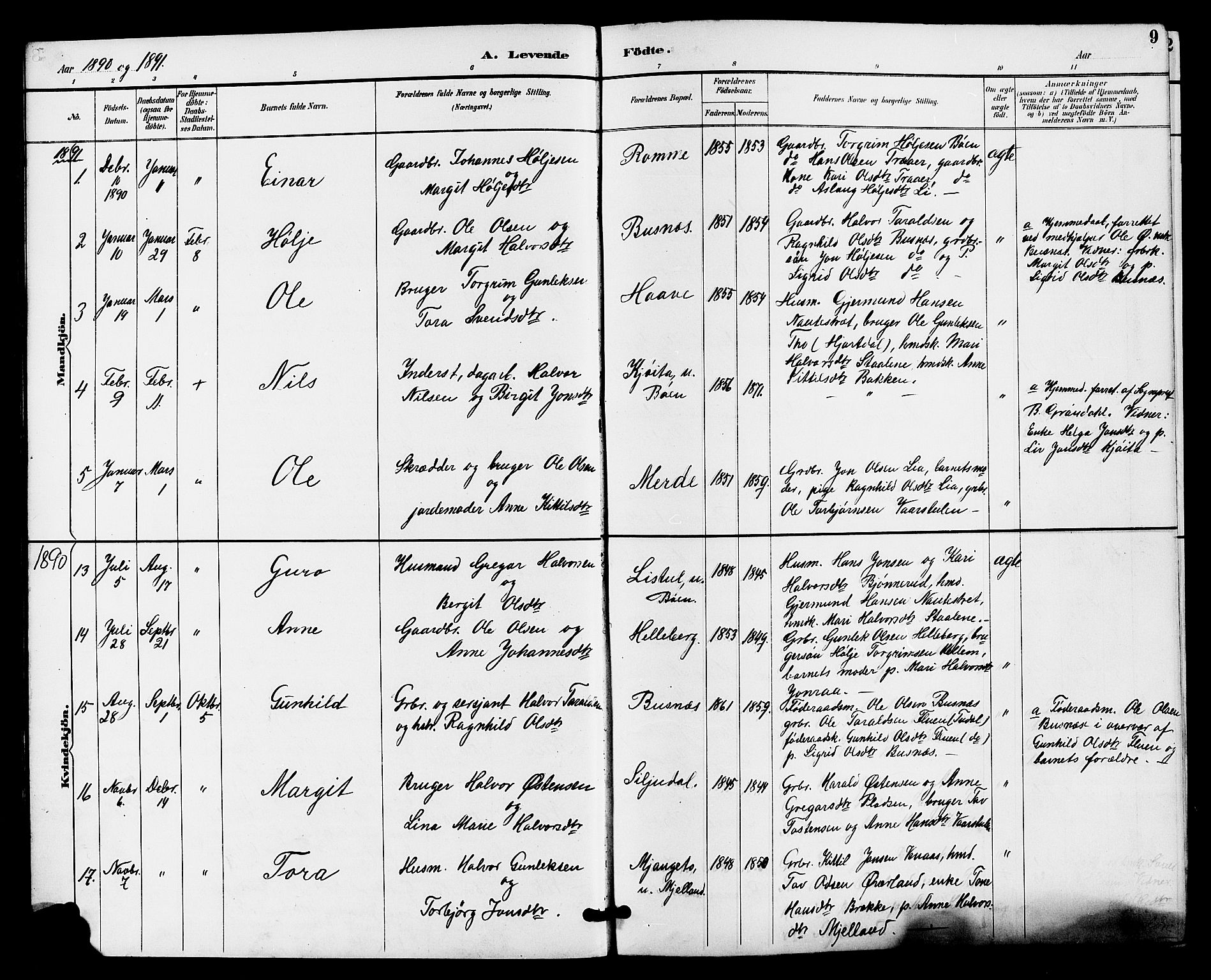 Gransherad kirkebøker, SAKO/A-267/G/Ga/L0003: Parish register (copy) no. I 3, 1887-1915, p. 9