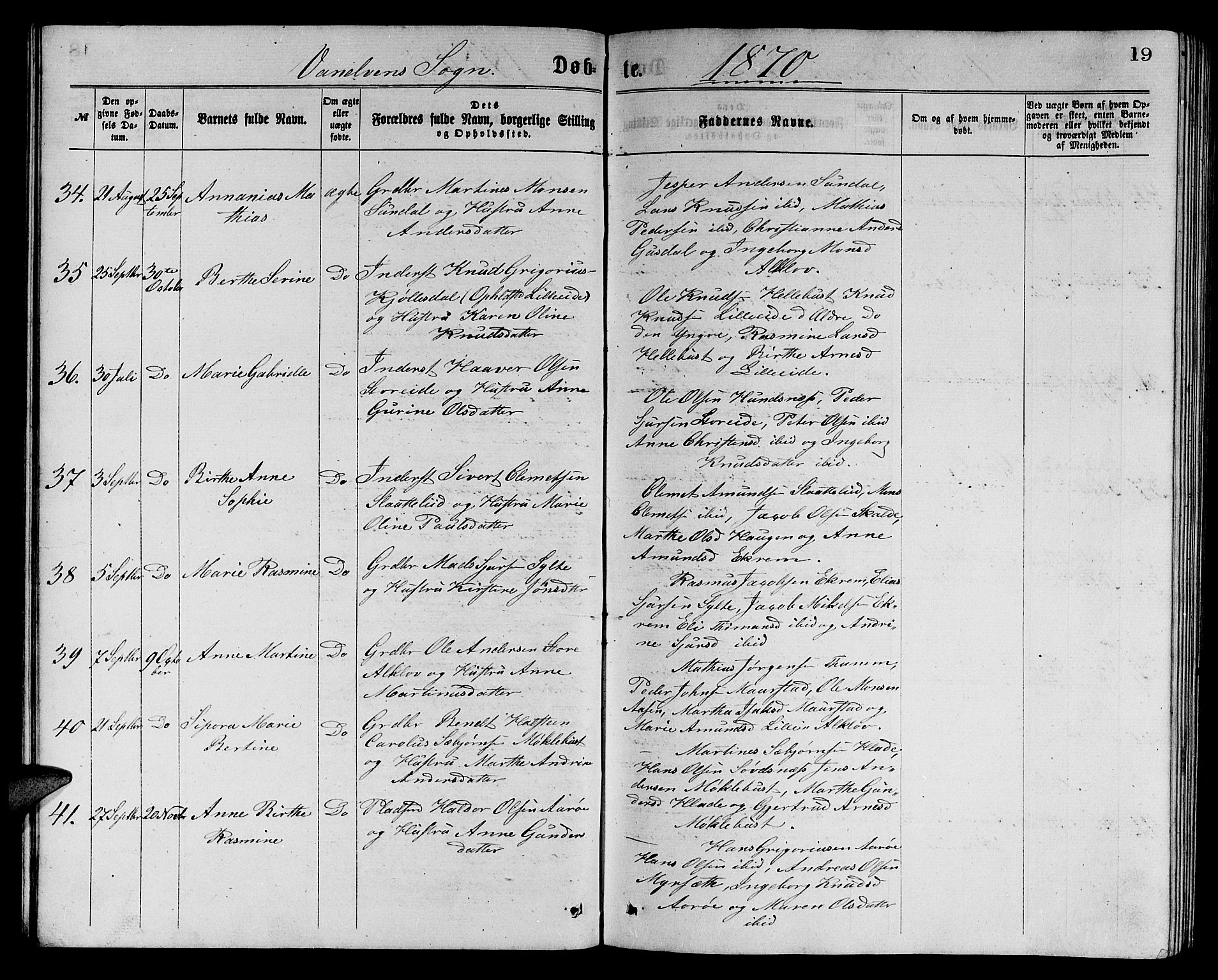 Ministerialprotokoller, klokkerbøker og fødselsregistre - Møre og Romsdal, SAT/A-1454/501/L0016: Parish register (copy) no. 501C02, 1868-1884, p. 19