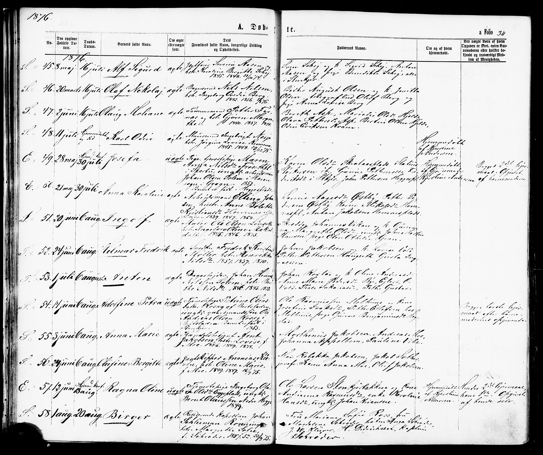 Ministerialprotokoller, klokkerbøker og fødselsregistre - Nord-Trøndelag, AV/SAT-A-1458/739/L0370: Parish register (official) no. 739A02, 1868-1881, p. 34