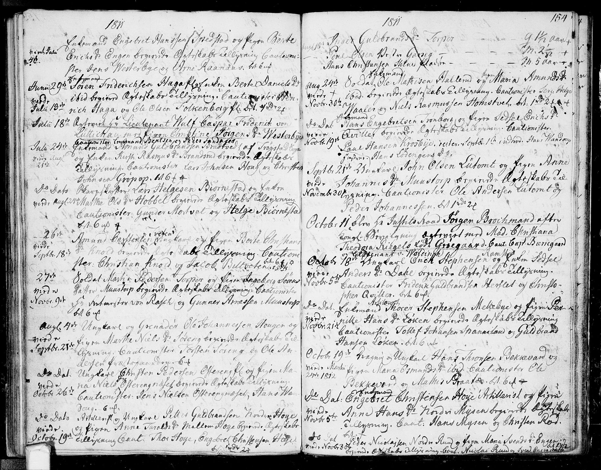 Eidsberg prestekontor Kirkebøker, AV/SAO-A-10905/F/Fa/L0006: Parish register (official) no. I 6, 1807-1814, p. 154