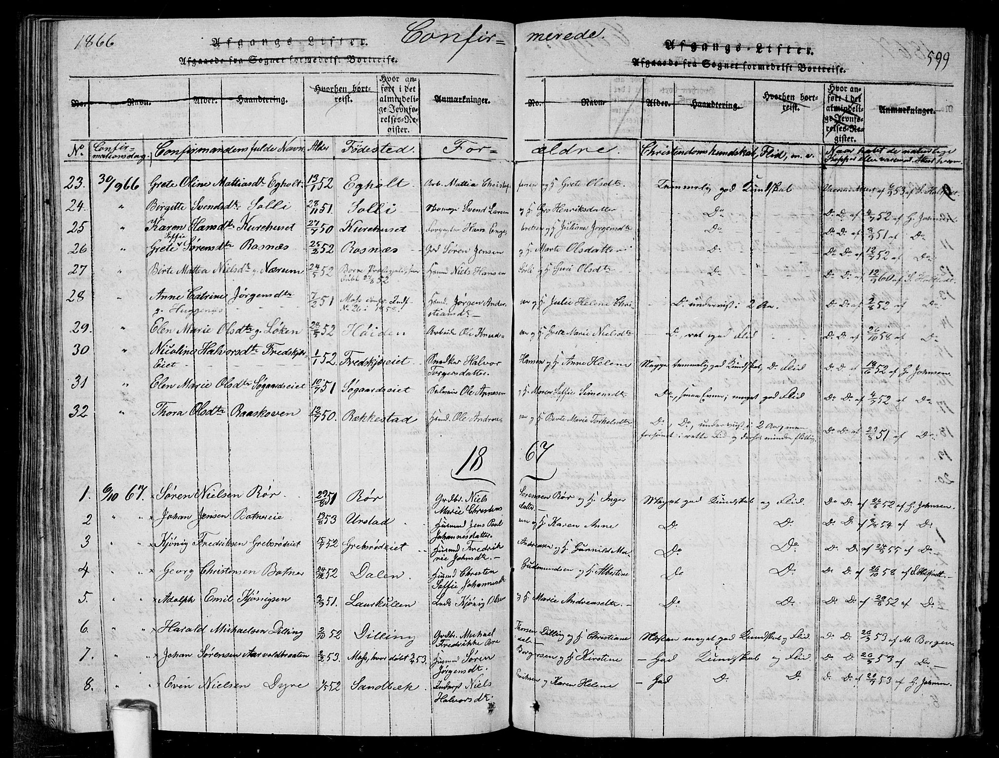 Rygge prestekontor Kirkebøker, SAO/A-10084b/G/Ga/L0001: Parish register (copy) no. 1, 1814-1871, p. 598-599