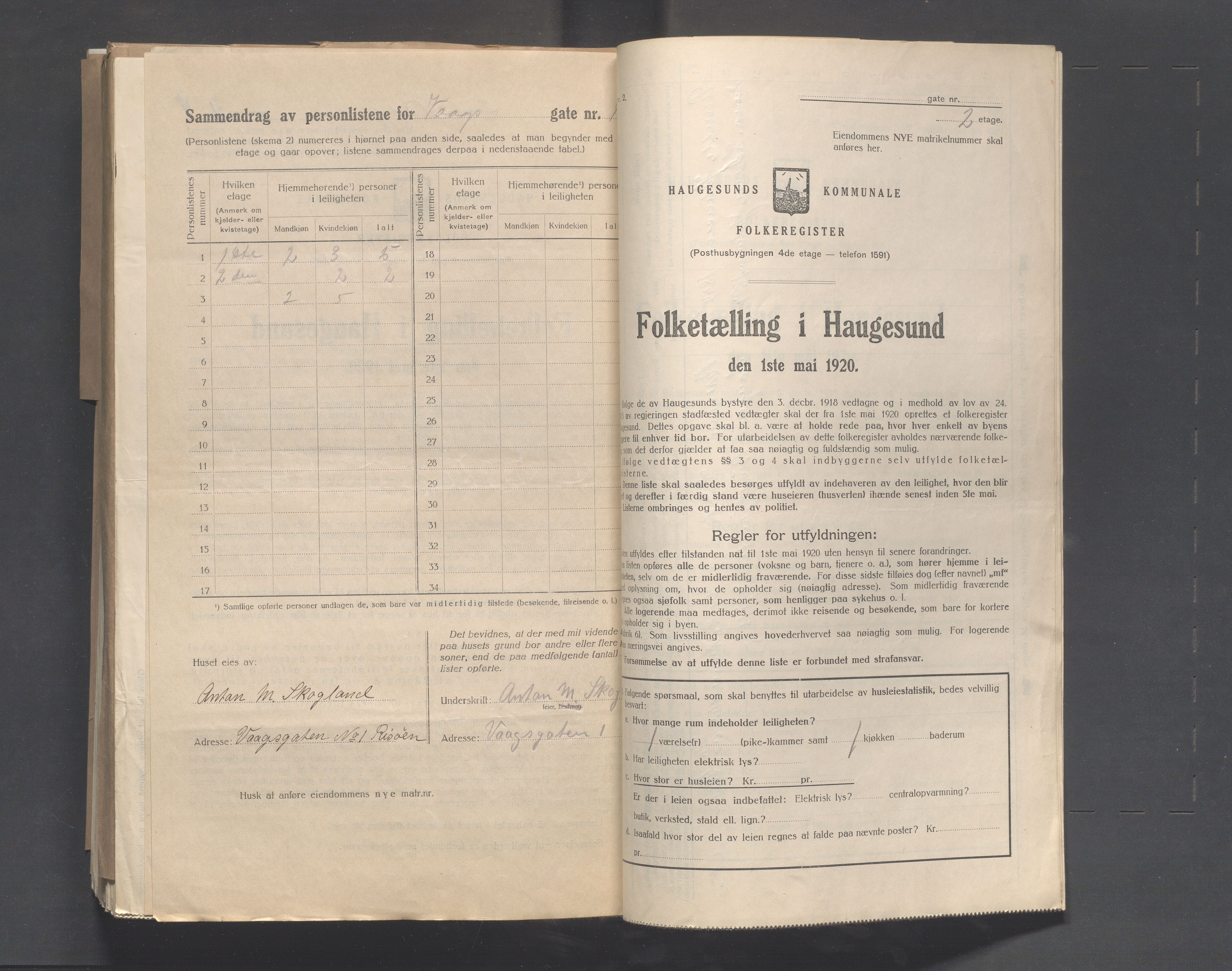 IKAR, Local census 1.5.1920 for Haugesund, 1920, p. 7140