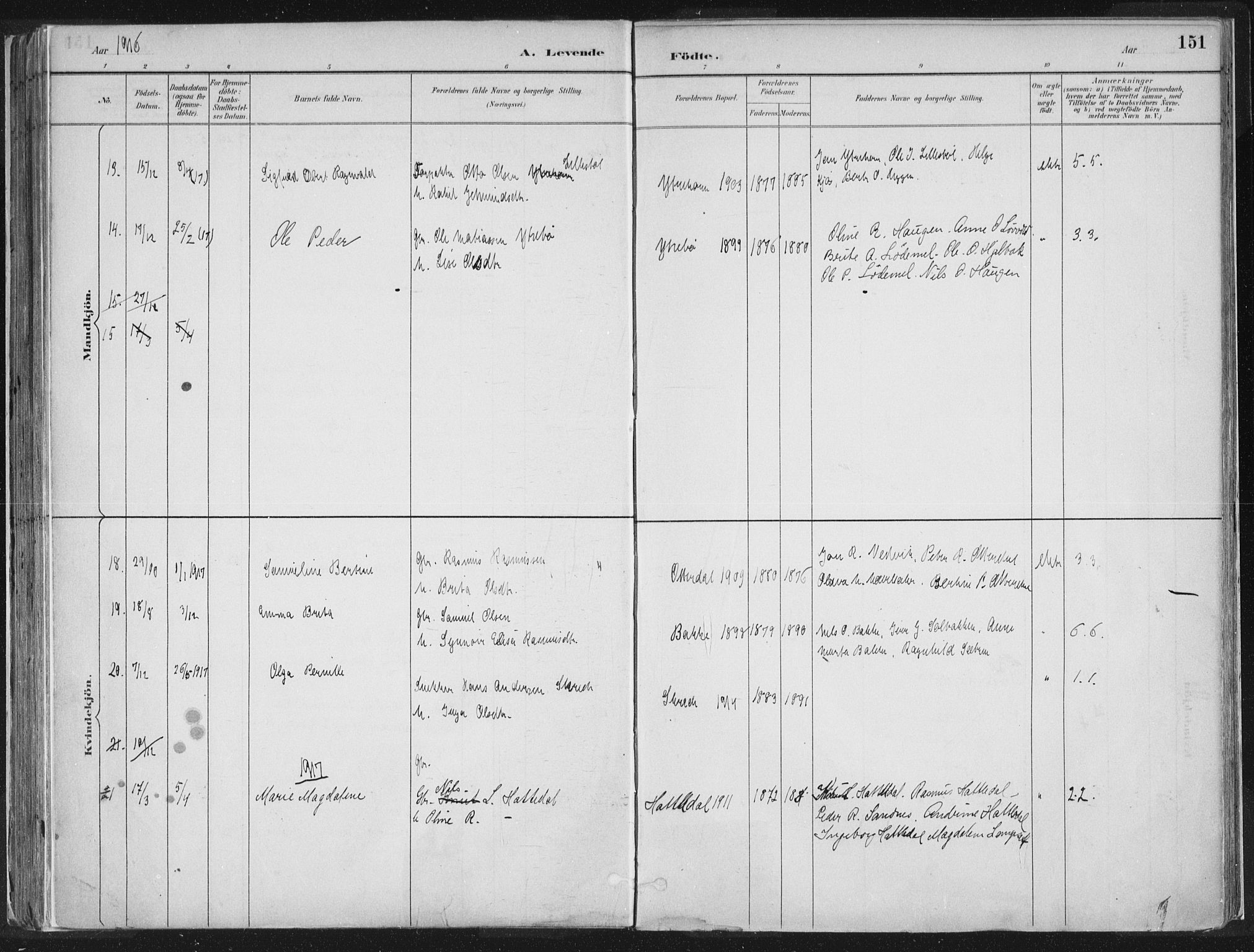 Hornindal sokneprestembete, AV/SAB-A-82401/H/Haa/Haaa/L0003/0001: Parish register (official) no. A 3A, 1887-1917, p. 151