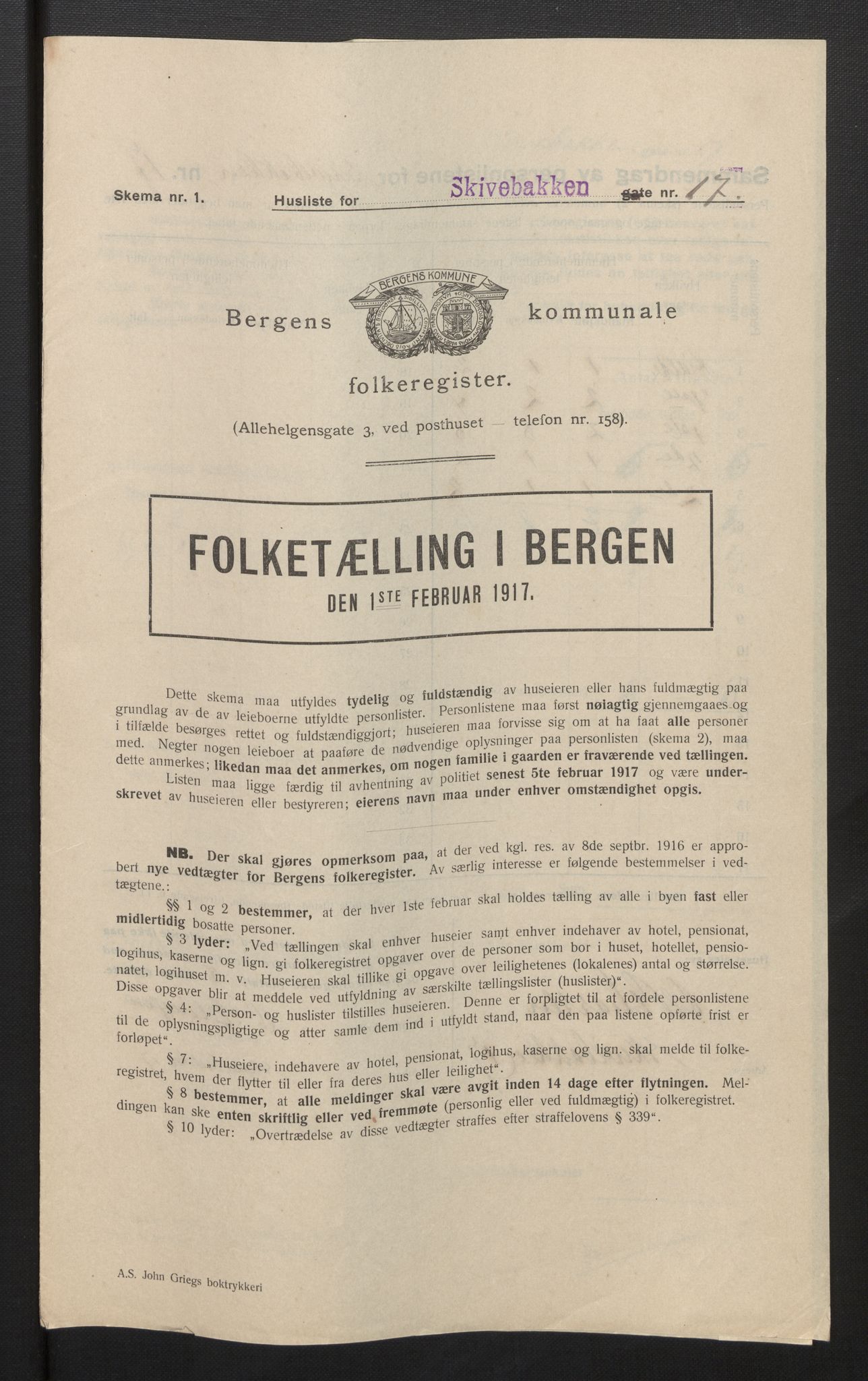 SAB, Municipal Census 1917 for Bergen, 1917, p. 34721