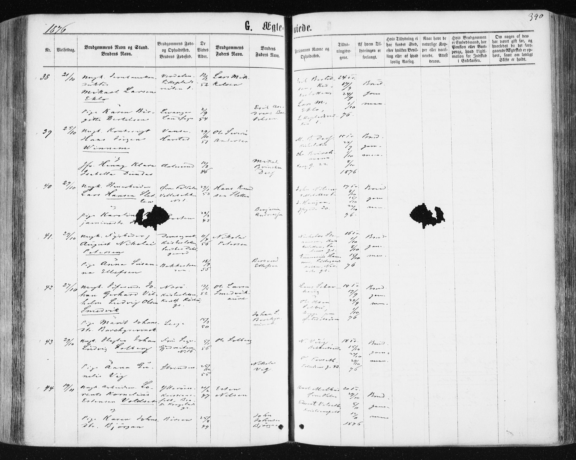 Ministerialprotokoller, klokkerbøker og fødselsregistre - Sør-Trøndelag, AV/SAT-A-1456/604/L0186: Parish register (official) no. 604A07, 1866-1877, p. 390