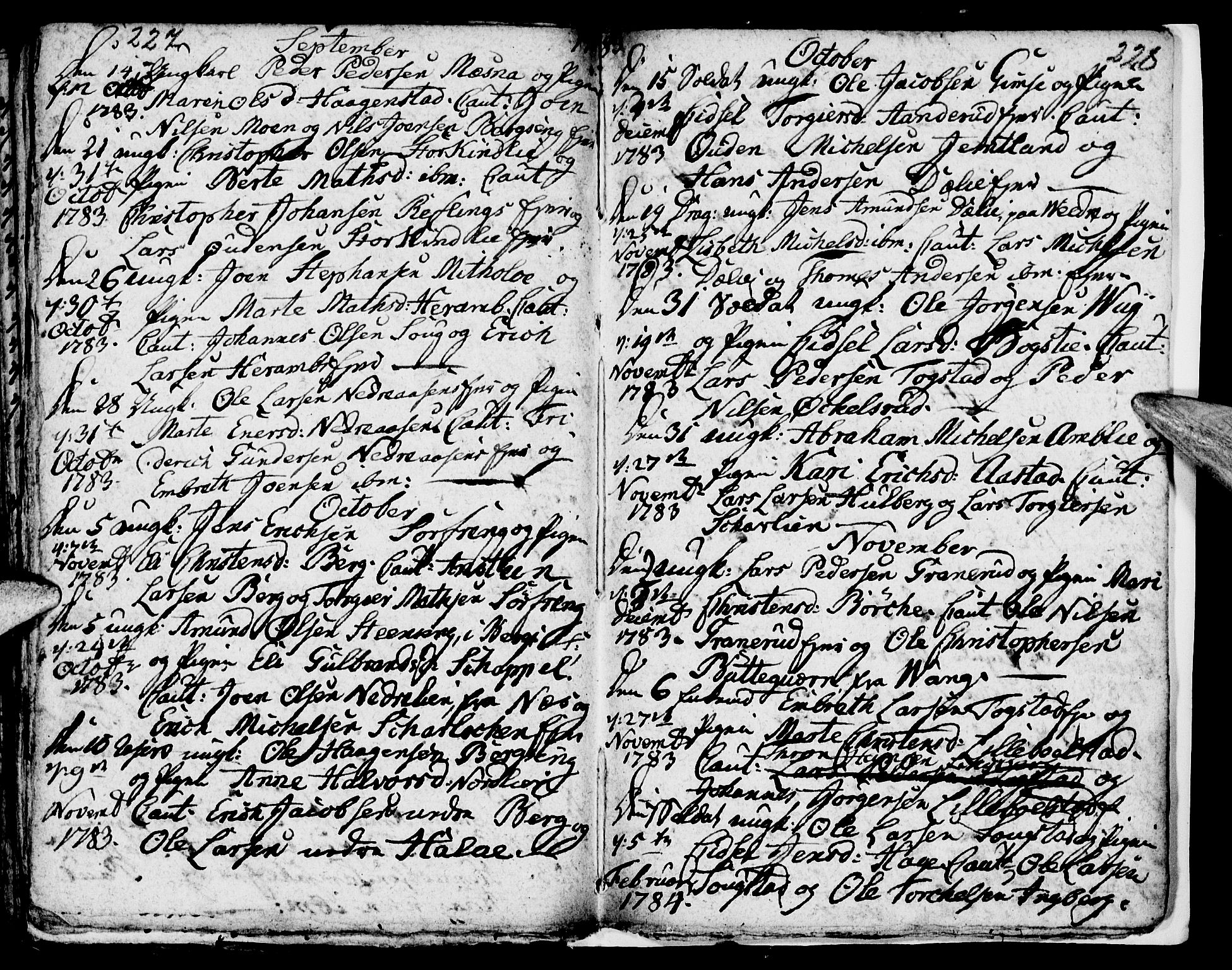 Ringsaker prestekontor, AV/SAH-PREST-014/I/Ia/L0005/0003: Parish register draft no. 5.3, 1780-1784, p. 227-228