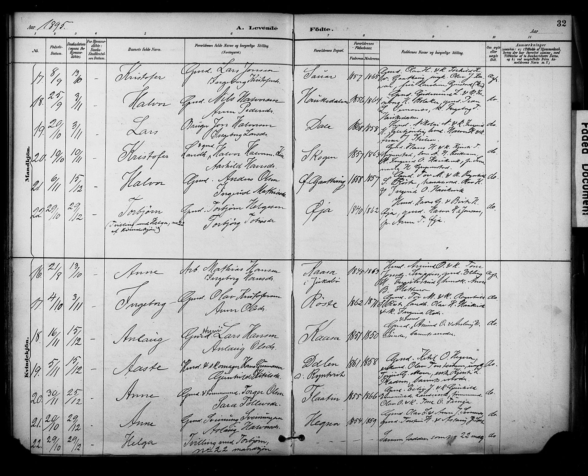 Sauherad kirkebøker, SAKO/A-298/F/Fa/L0009: Parish register (official) no. I 9, 1887-1912, p. 32