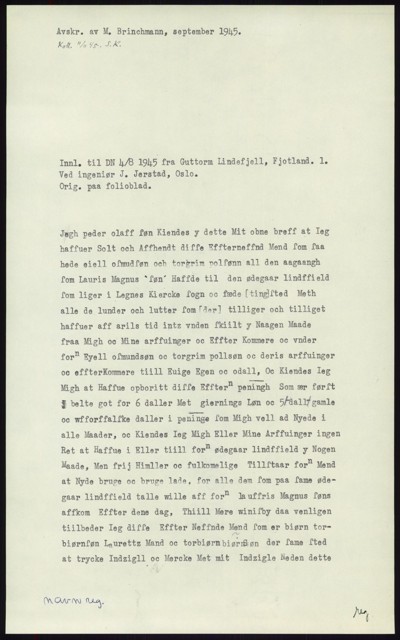 Samlinger til kildeutgivelse, Diplomavskriftsamlingen, AV/RA-EA-4053/H/Ha, p. 1963