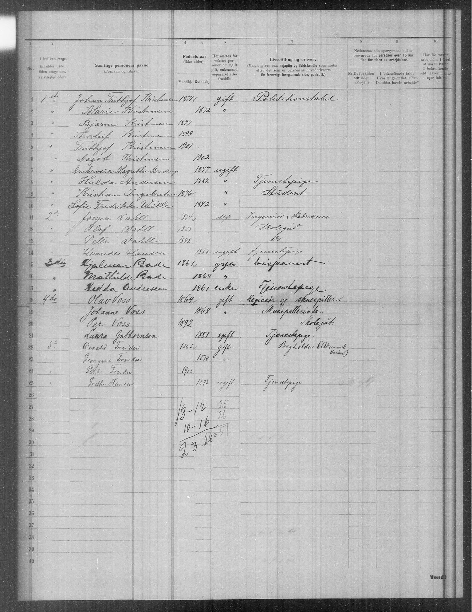 OBA, Municipal Census 1902 for Kristiania, 1902, p. 18445