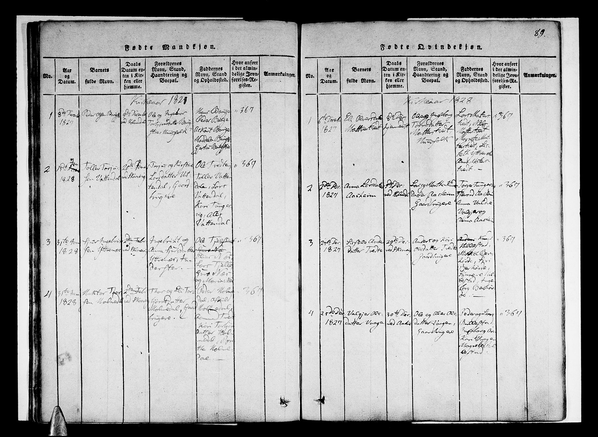 Skånevik sokneprestembete, AV/SAB-A-77801/H/Haa: Parish register (official) no. A 3, 1815-1828, p. 89