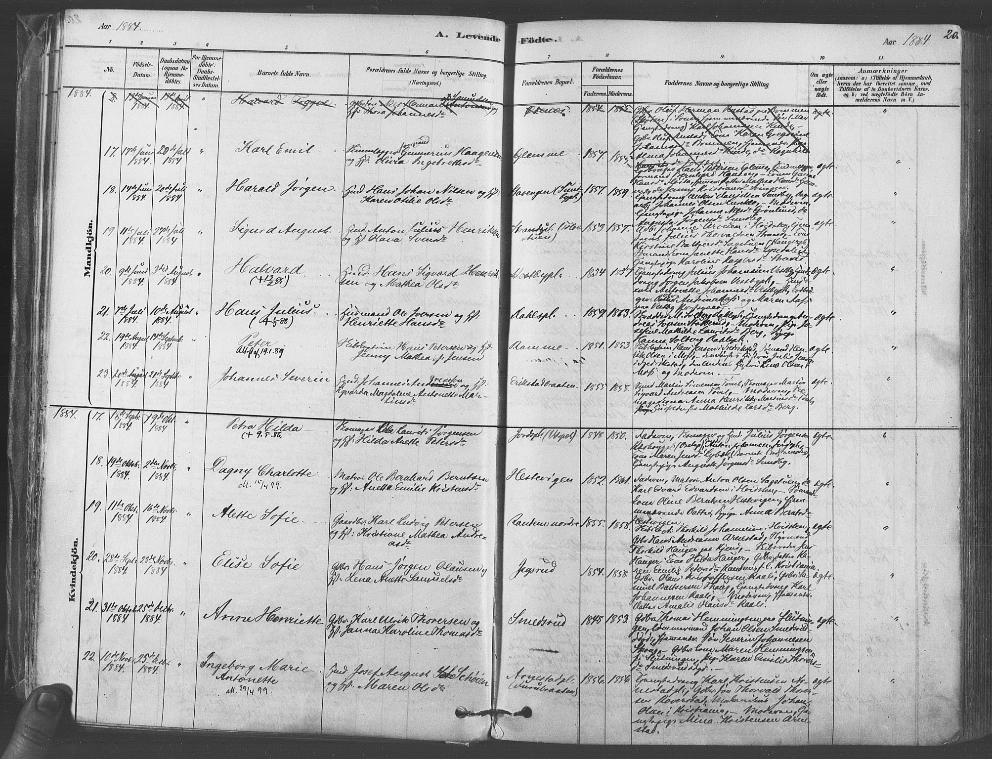 Vestby prestekontor Kirkebøker, AV/SAO-A-10893/F/Fa/L0009: Parish register (official) no. I 9, 1878-1900, p. 20