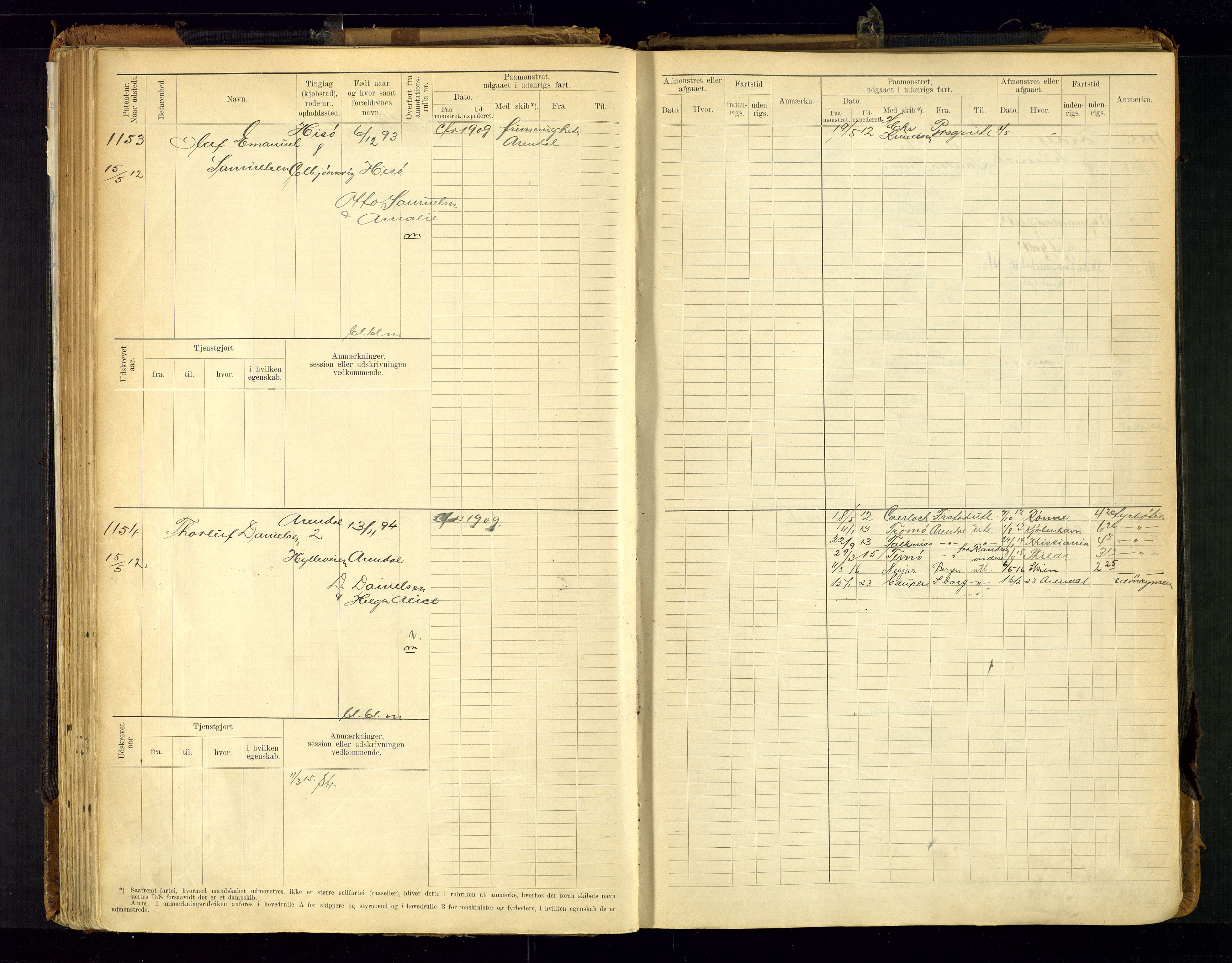 Arendal mønstringskrets, SAK/2031-0012/F/Fb/L0021: Hovedrulle A nr 969-1465, S-19, 1910-1914, p. 97