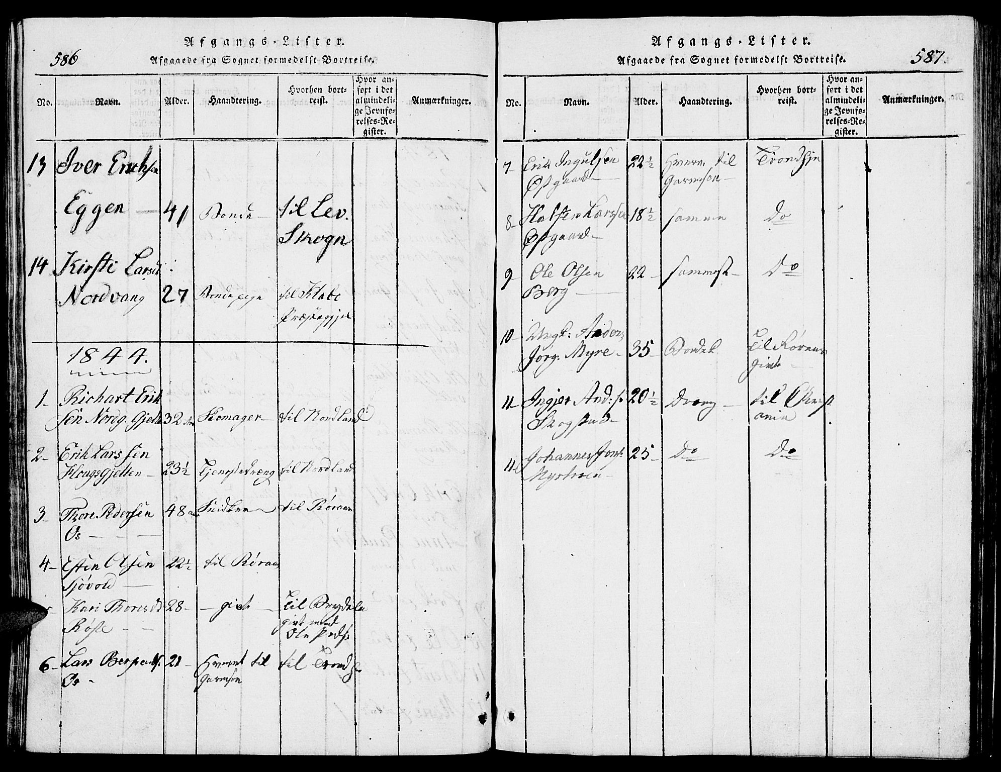 Tolga prestekontor, SAH/PREST-062/L/L0002: Parish register (copy) no. 2, 1815-1844, p. 586-587