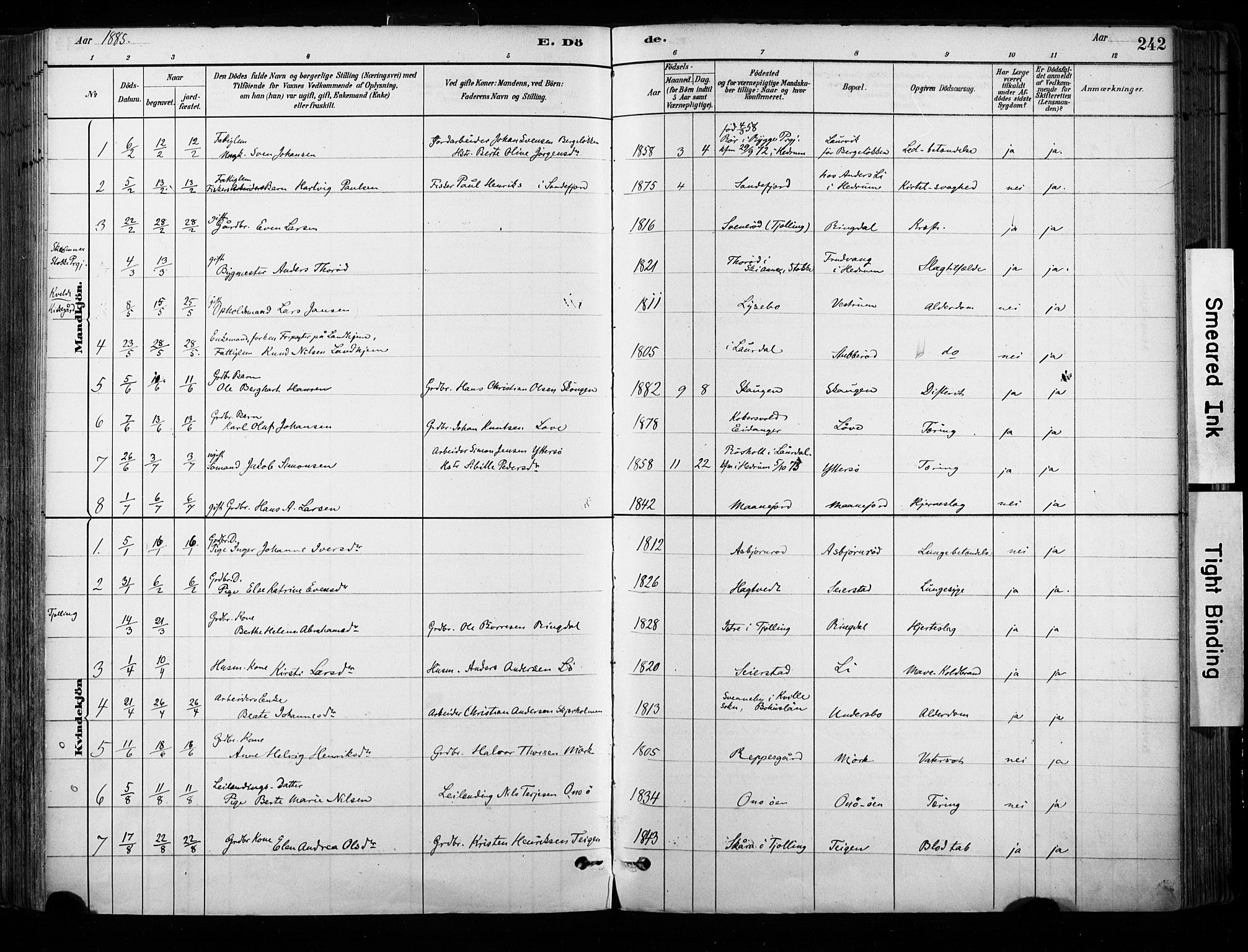 Hedrum kirkebøker, SAKO/A-344/F/Fa/L0009: Parish register (official) no. I 9, 1881-1903, p. 242