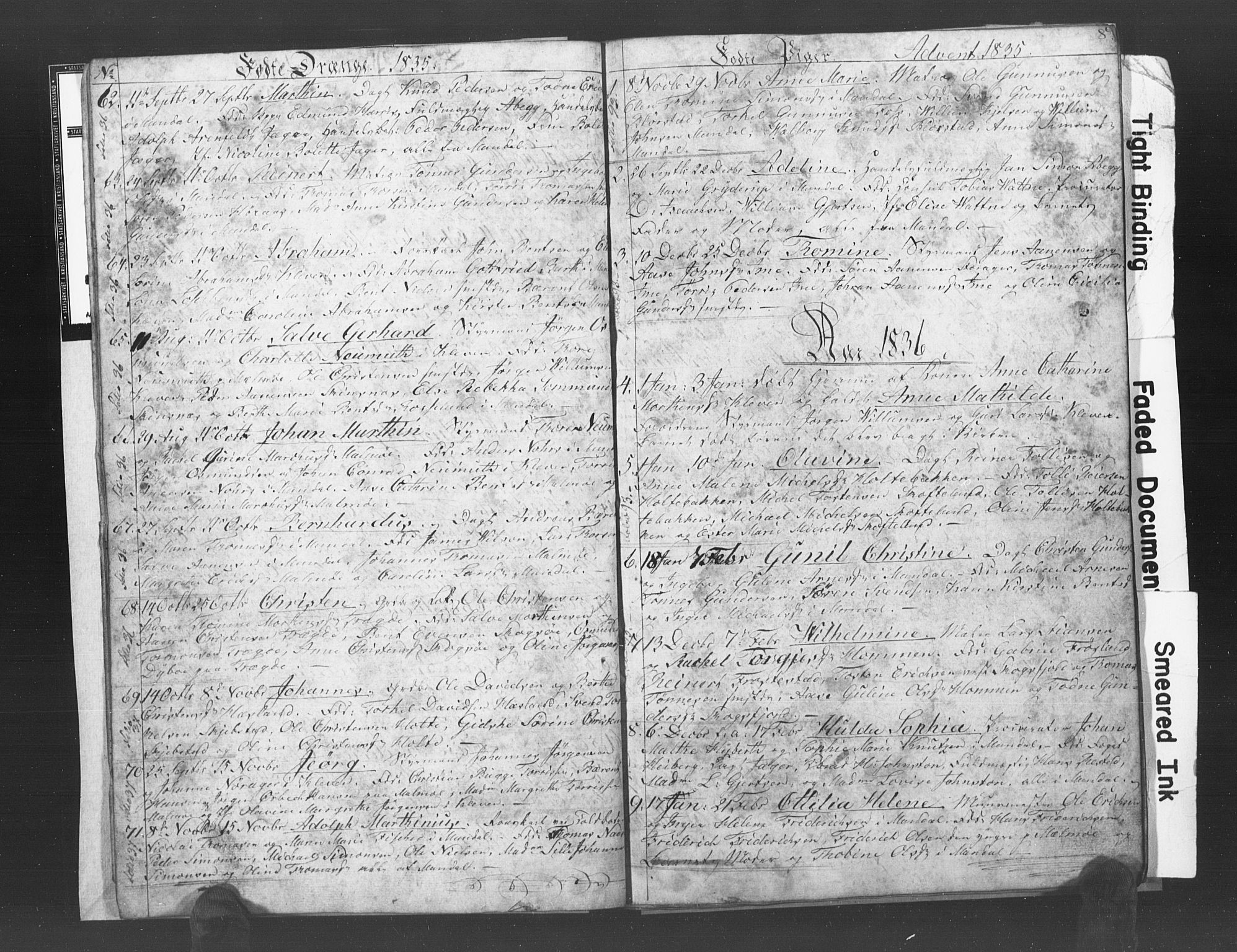 Mandal sokneprestkontor, SAK/1111-0030/F/Fb/Fba/L0003: Parish register (copy) no. B 1C, 1834-1838, p. 8