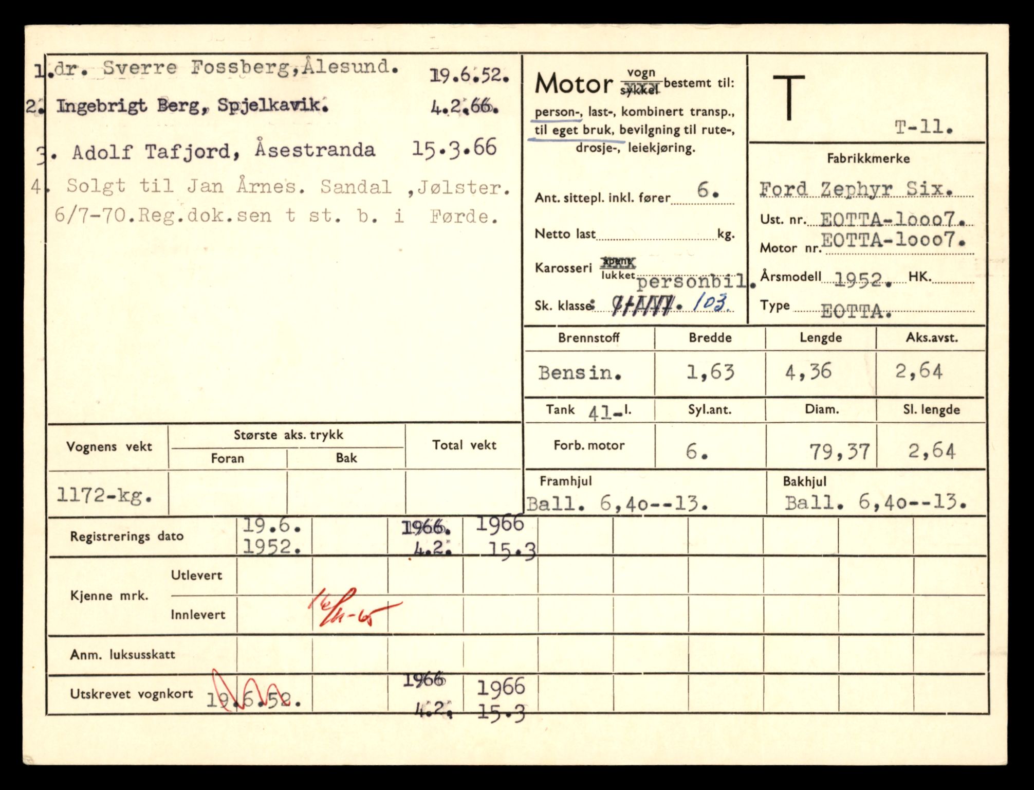 Møre og Romsdal vegkontor - Ålesund trafikkstasjon, AV/SAT-A-4099/F/Fe/L0001: Registreringskort for kjøretøy T 3 - T 127, 1927-1998, p. 139