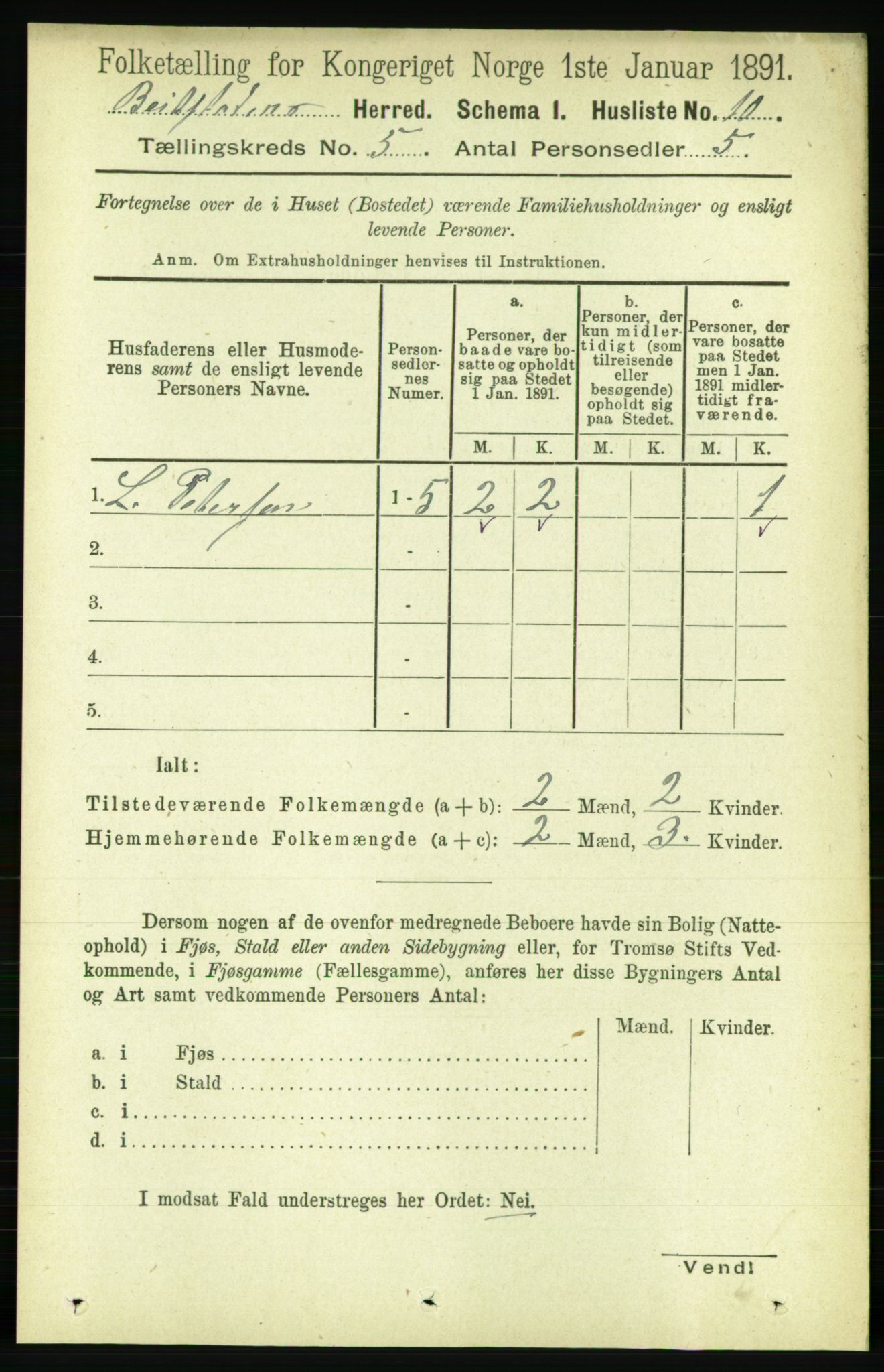 RA, 1891 census for 1727 Beitstad, 1891, p. 1213