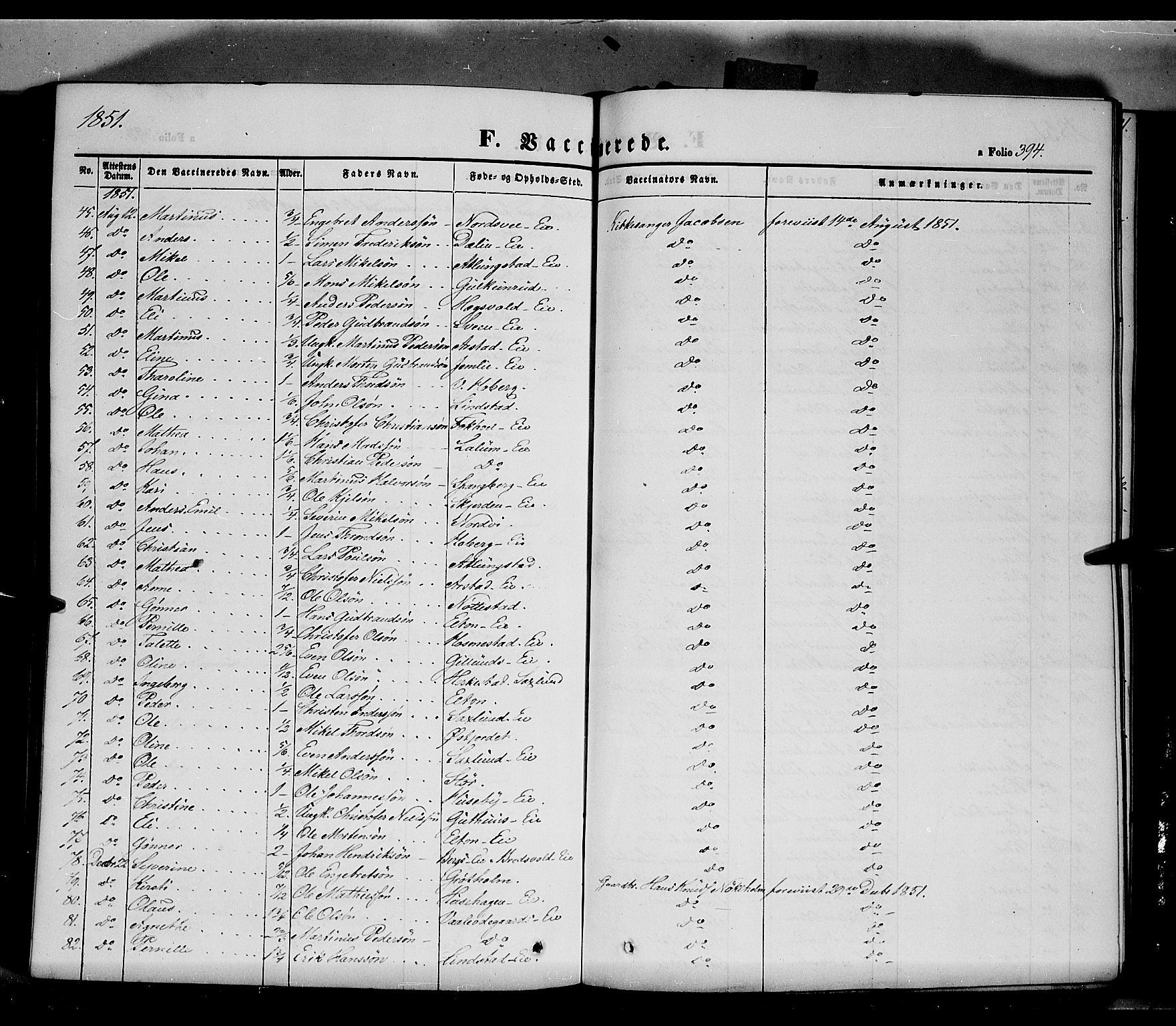 Stange prestekontor, AV/SAH-PREST-002/K/L0011: Parish register (official) no. 11, 1846-1852, p. 394