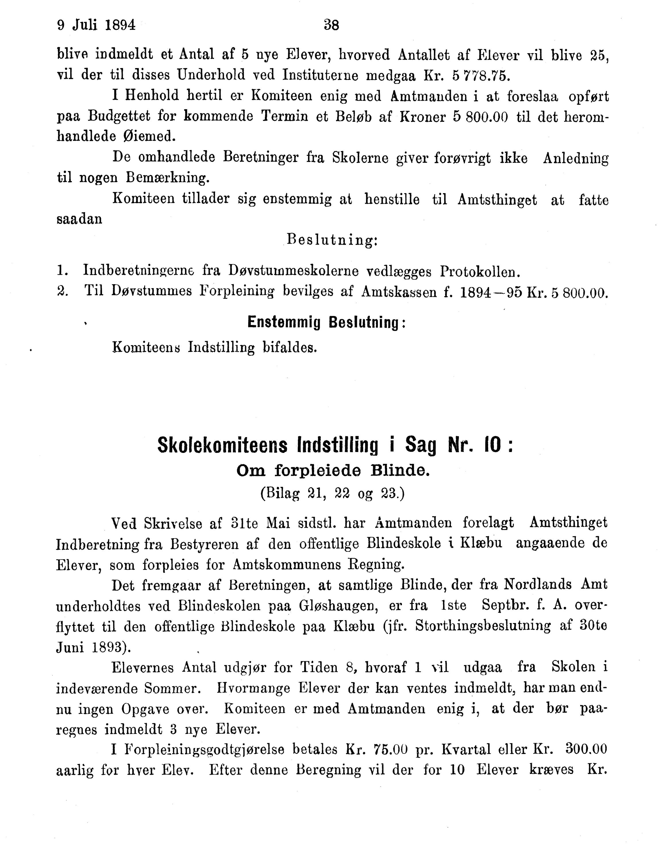 Nordland Fylkeskommune. Fylkestinget, AIN/NFK-17/176/A/Ac/L0017: Fylkestingsforhandlinger 1894, 1894