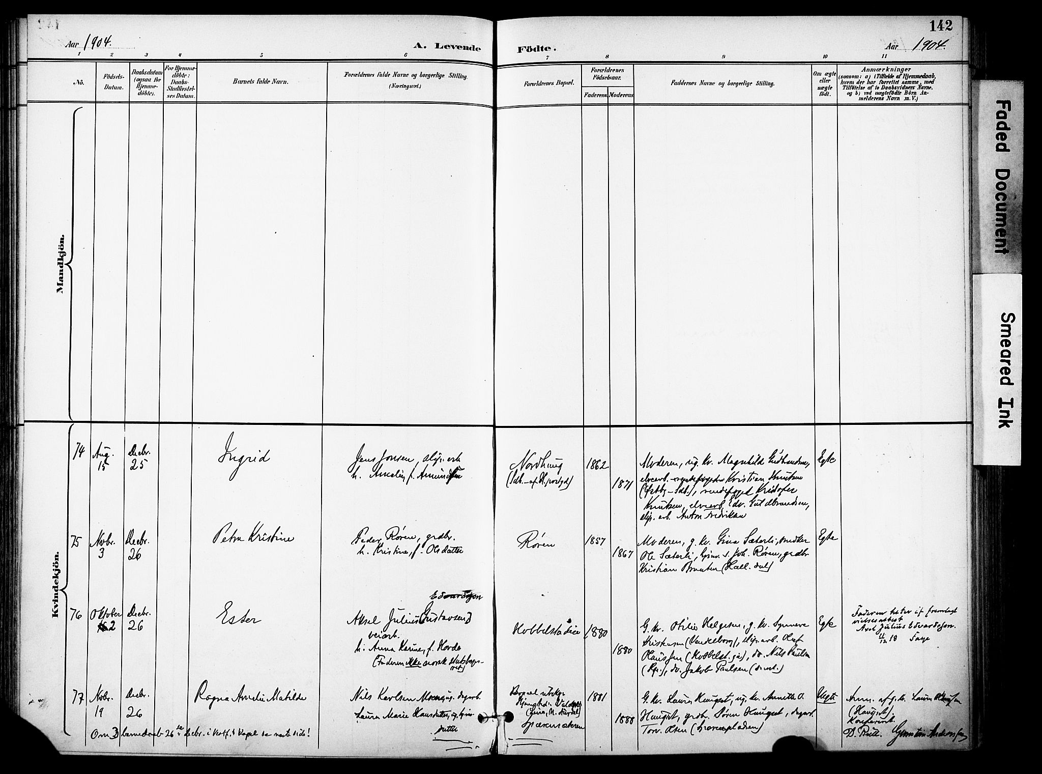 Eiker kirkebøker, AV/SAKO-A-4/F/Fb/L0003: Parish register (official) no. II 3, 1896-1942, p. 142