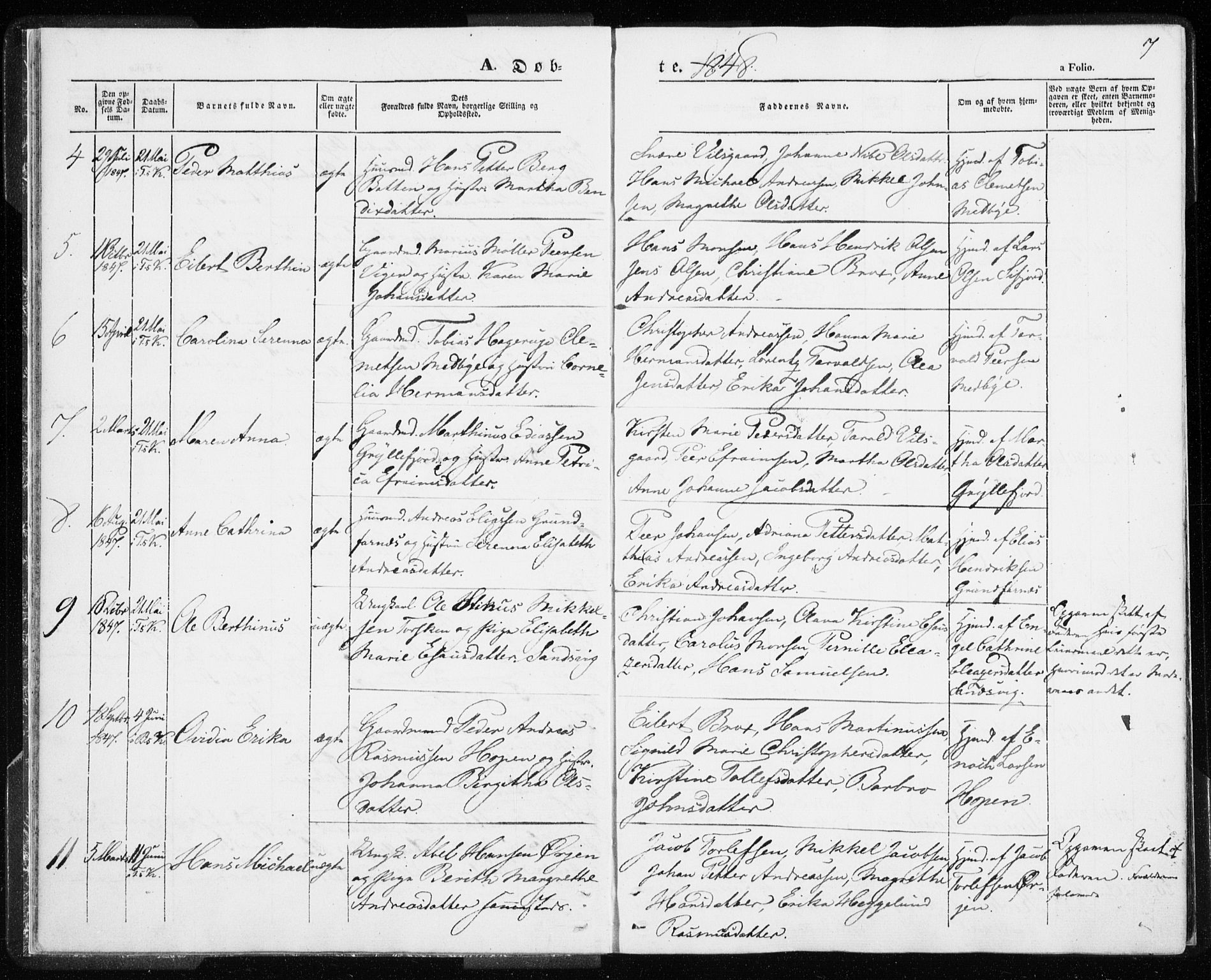 Berg sokneprestkontor, SATØ/S-1318/G/Ga/Gaa/L0001kirke: Parish register (official) no. 1, 1846-1859, p. 7