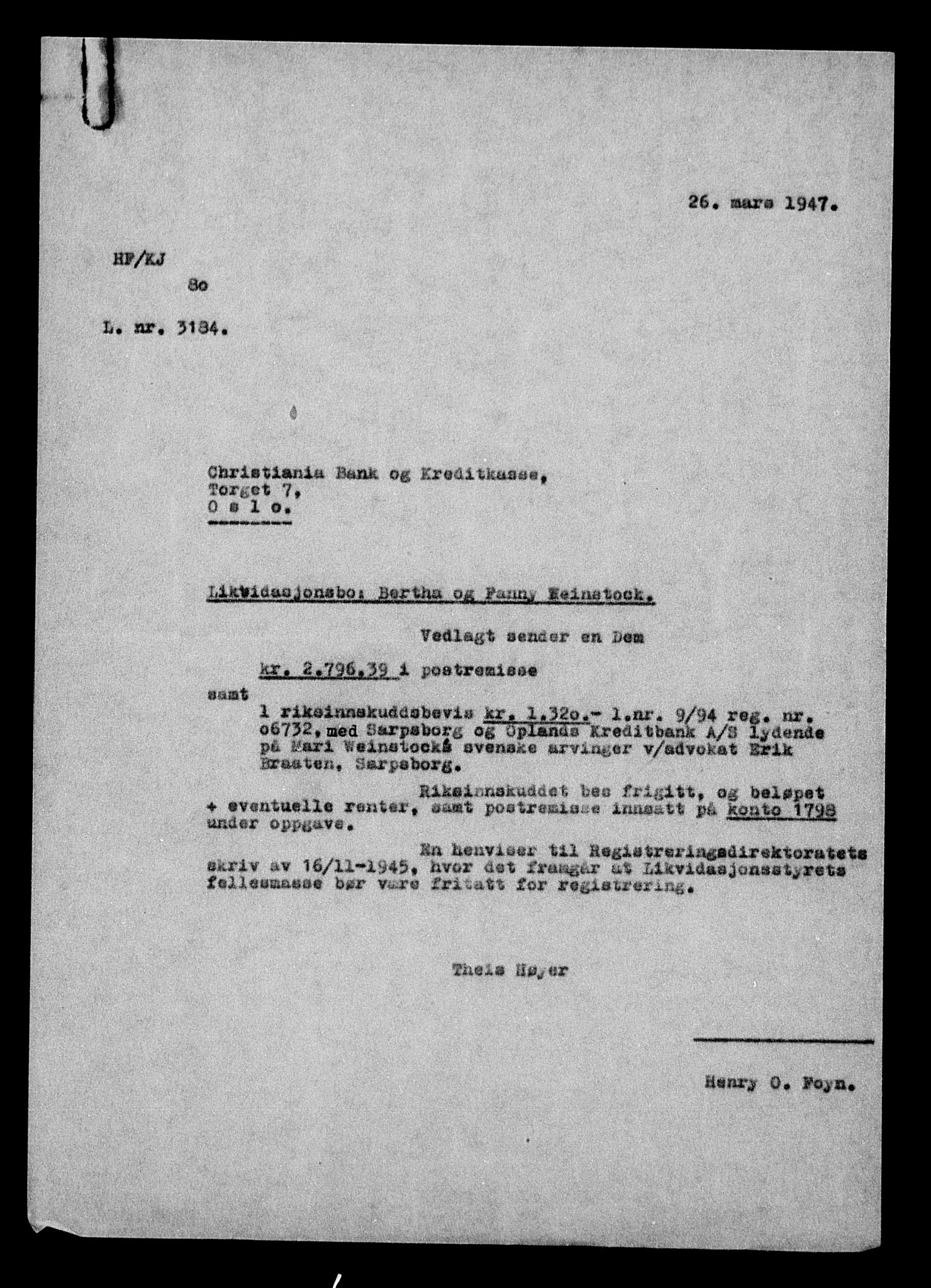 Justisdepartementet, Tilbakeføringskontoret for inndratte formuer, AV/RA-S-1564/H/Hc/Hcc/L0986: --, 1945-1947, p. 25