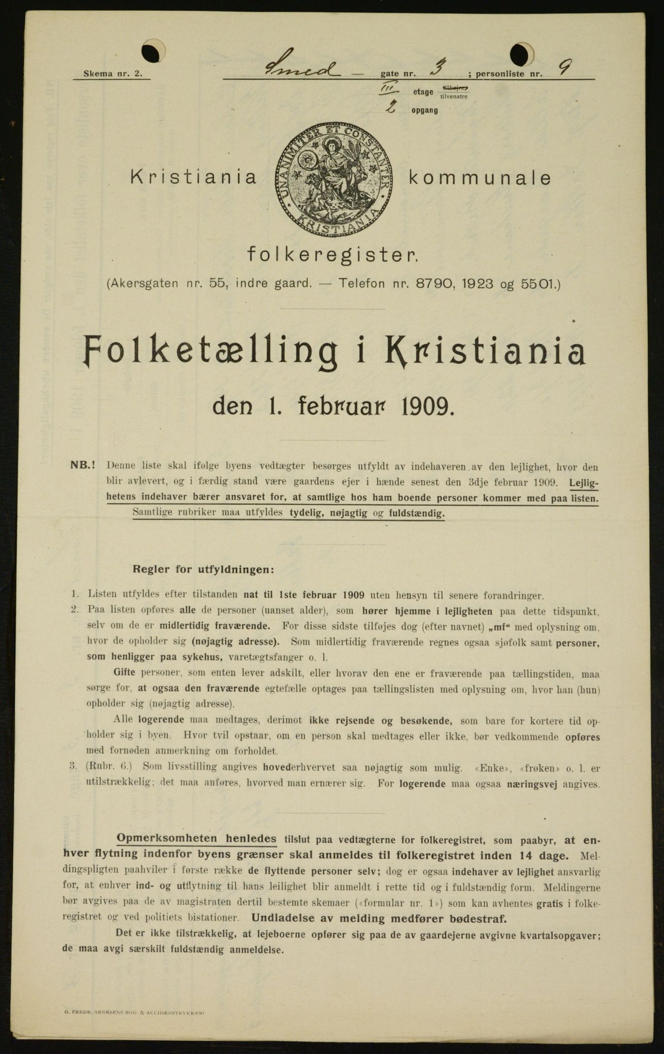 OBA, Municipal Census 1909 for Kristiania, 1909, p. 88092