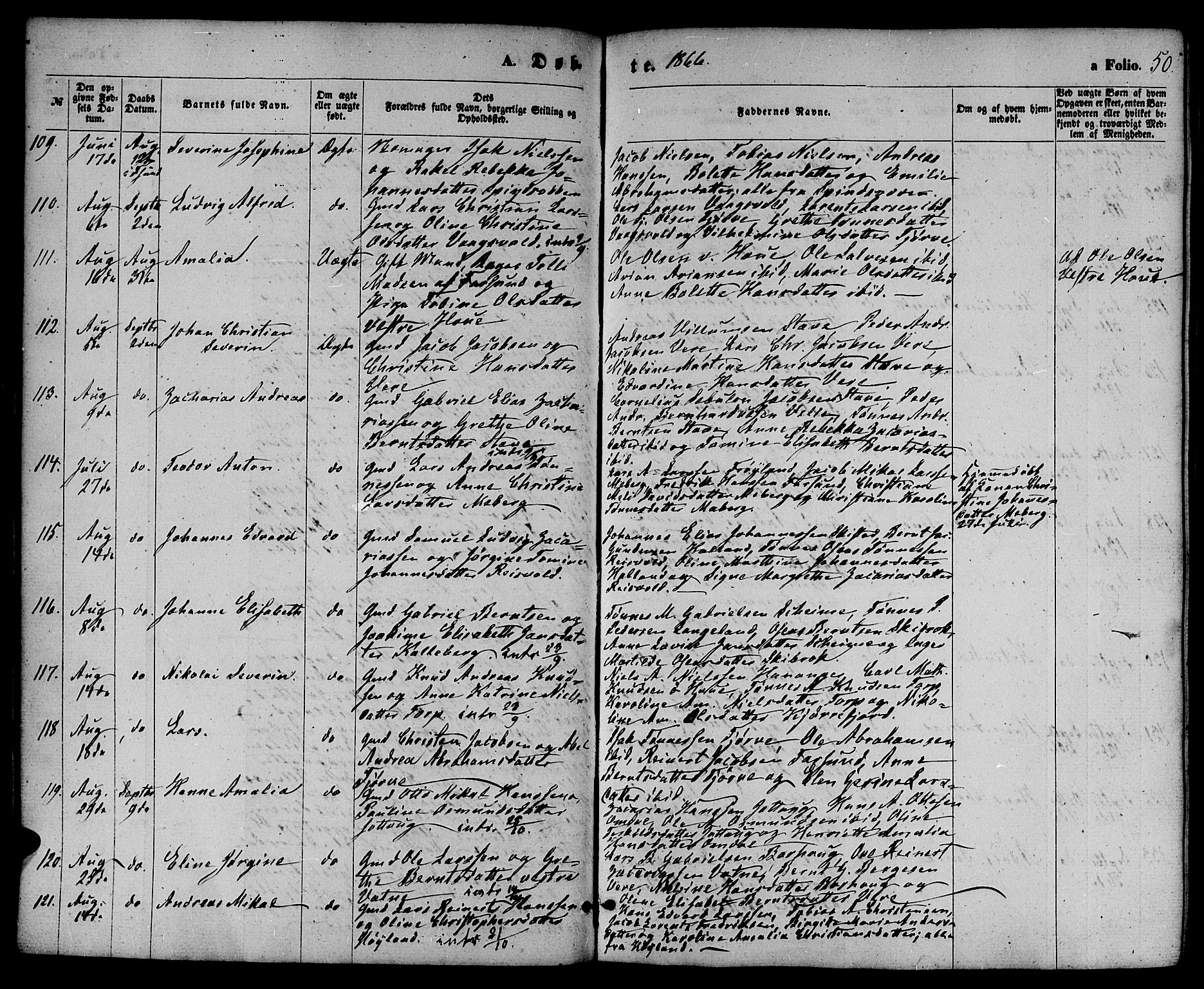 Lista sokneprestkontor, AV/SAK-1111-0027/F/Fb/L0003: Parish register (copy) no. B 3, 1862-1877, p. 50