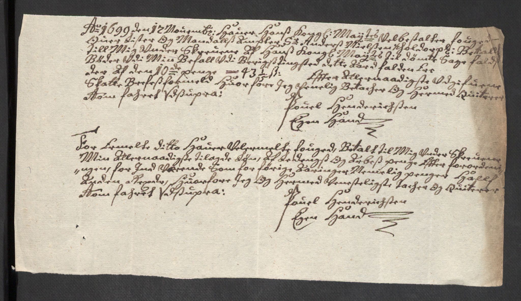 Rentekammeret inntil 1814, Reviderte regnskaper, Fogderegnskap, AV/RA-EA-4092/R43/L2547: Fogderegnskap Lista og Mandal, 1698-1699, p. 76