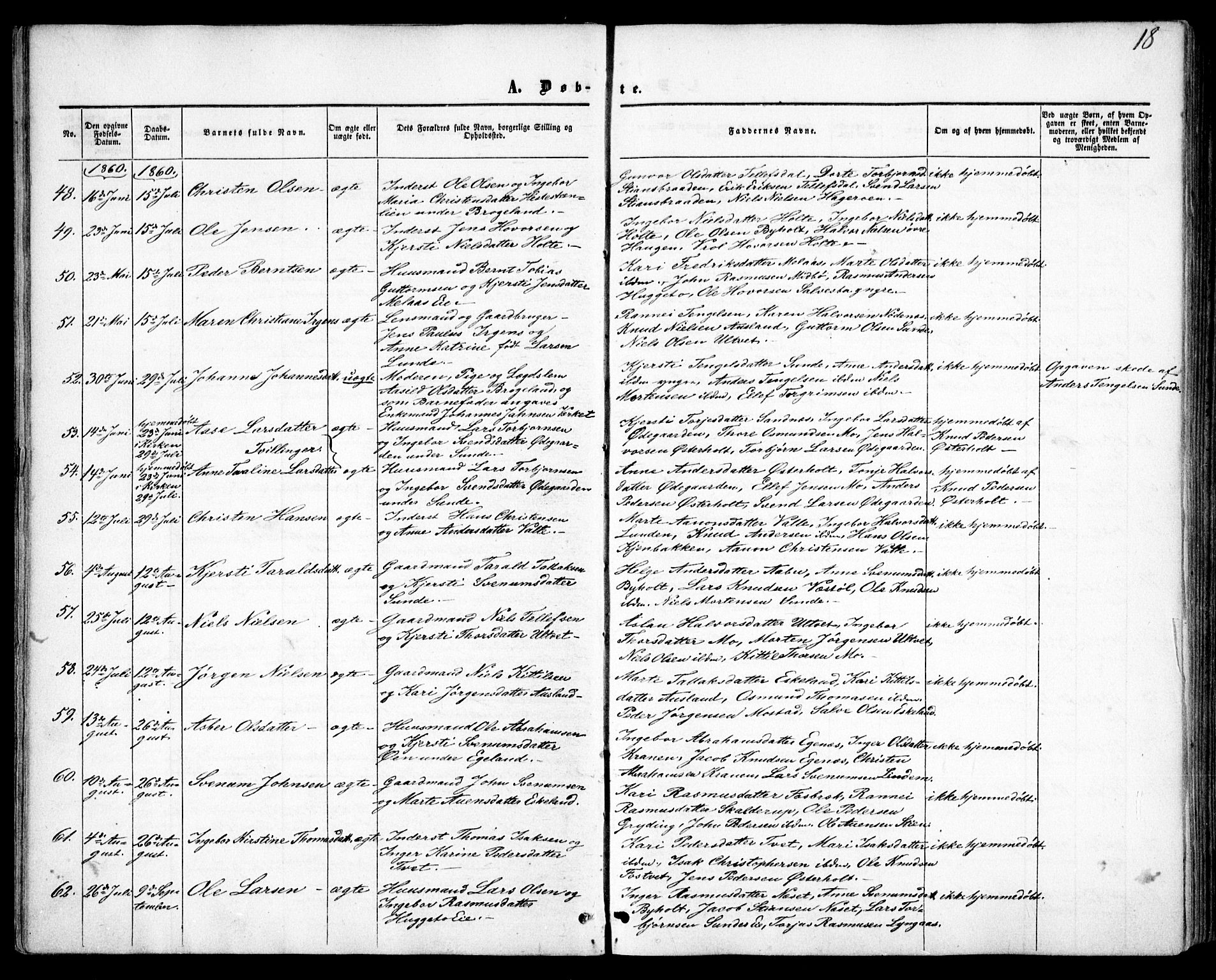 Gjerstad sokneprestkontor, AV/SAK-1111-0014/F/Fa/Faa/L0007: Parish register (official) no. A 7, 1858-1875, p. 18