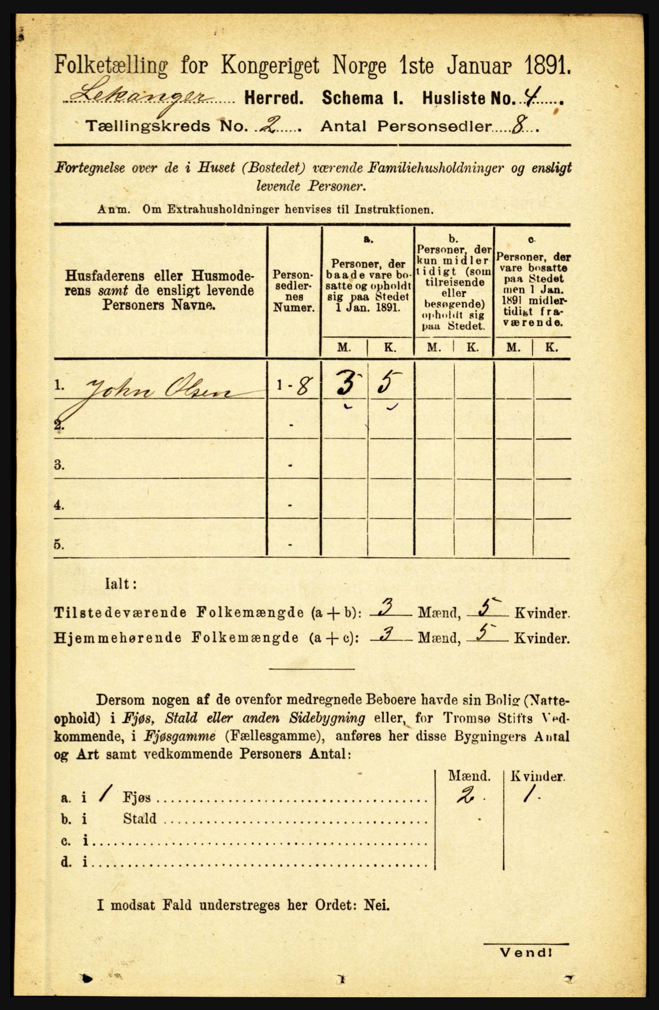 RA, 1891 census for 1419 Leikanger, 1891, p. 124