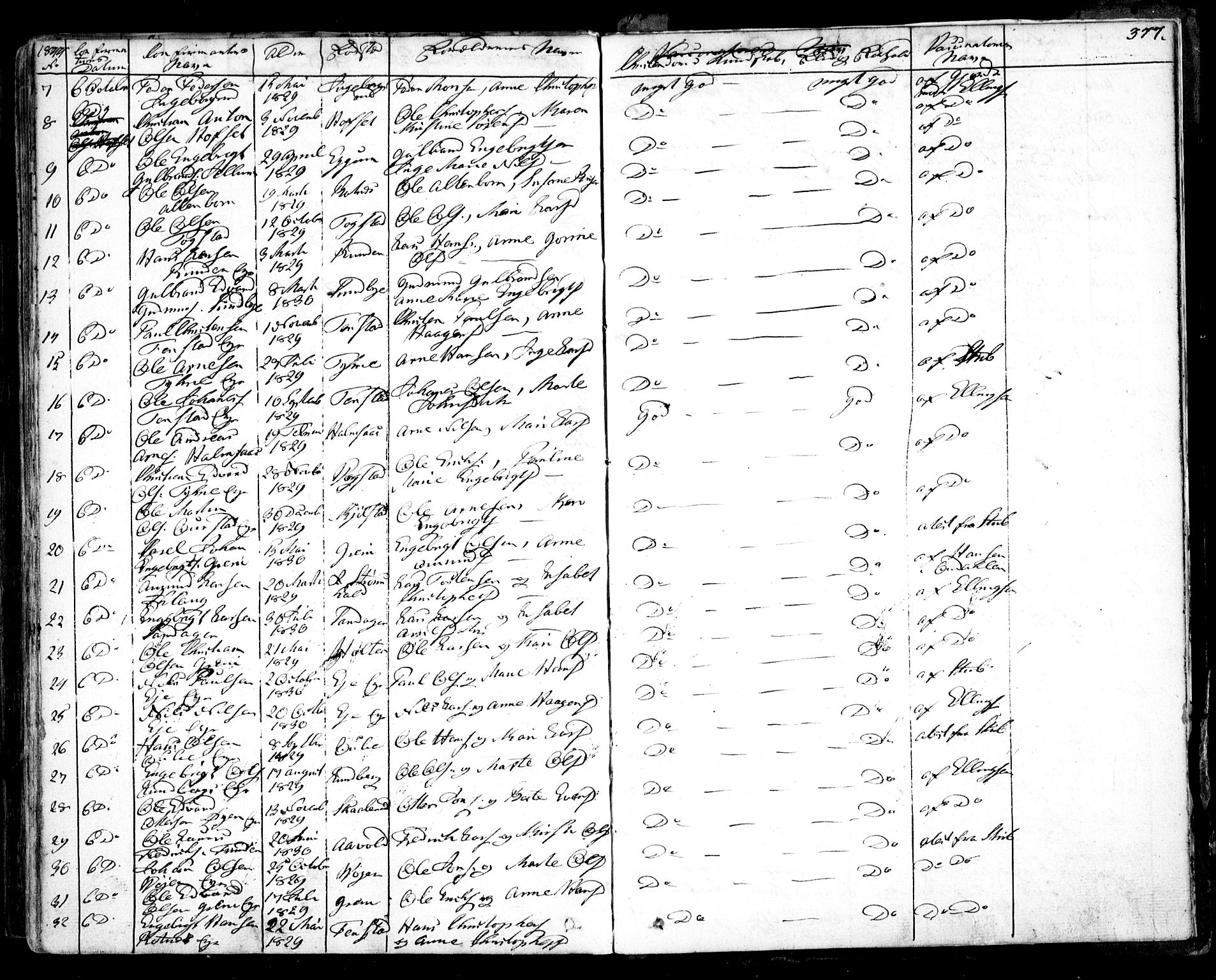 Nes prestekontor Kirkebøker, SAO/A-10410/F/Fa/L0006: Parish register (official) no. I 6, 1833-1845, p. 377