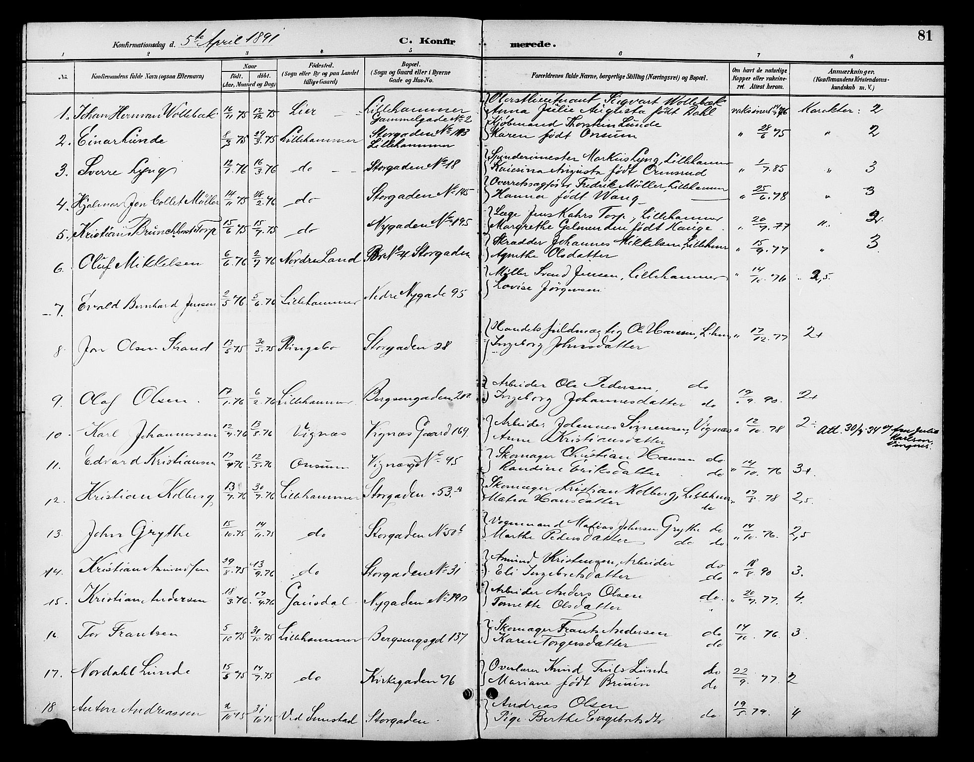 Fåberg prestekontor, AV/SAH-PREST-086/H/Ha/Hab/L0008: Parish register (copy) no. 8, 1891-1900, p. 81