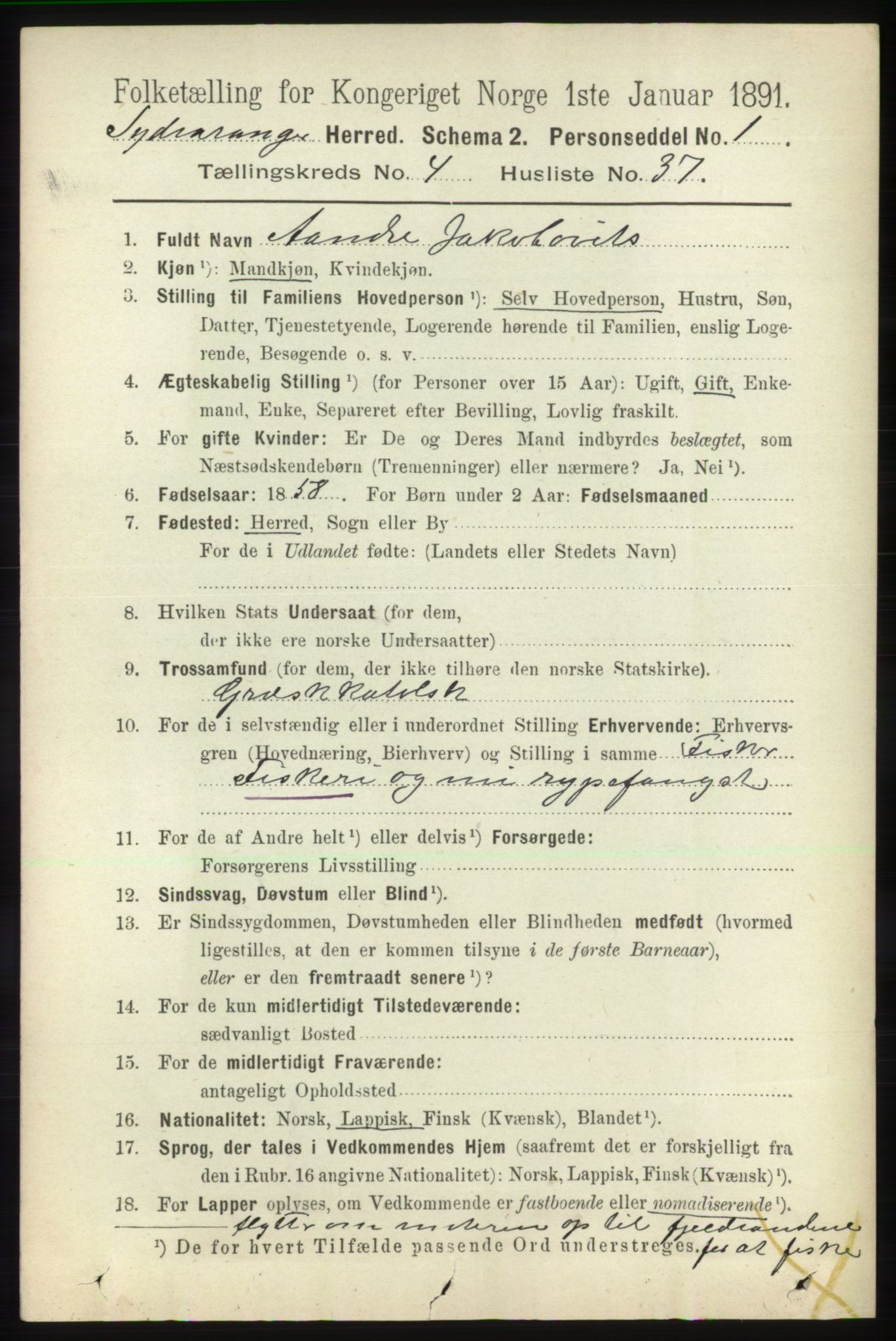 RA, 1891 census for 2030 Sør-Varanger, 1891, p. 1309