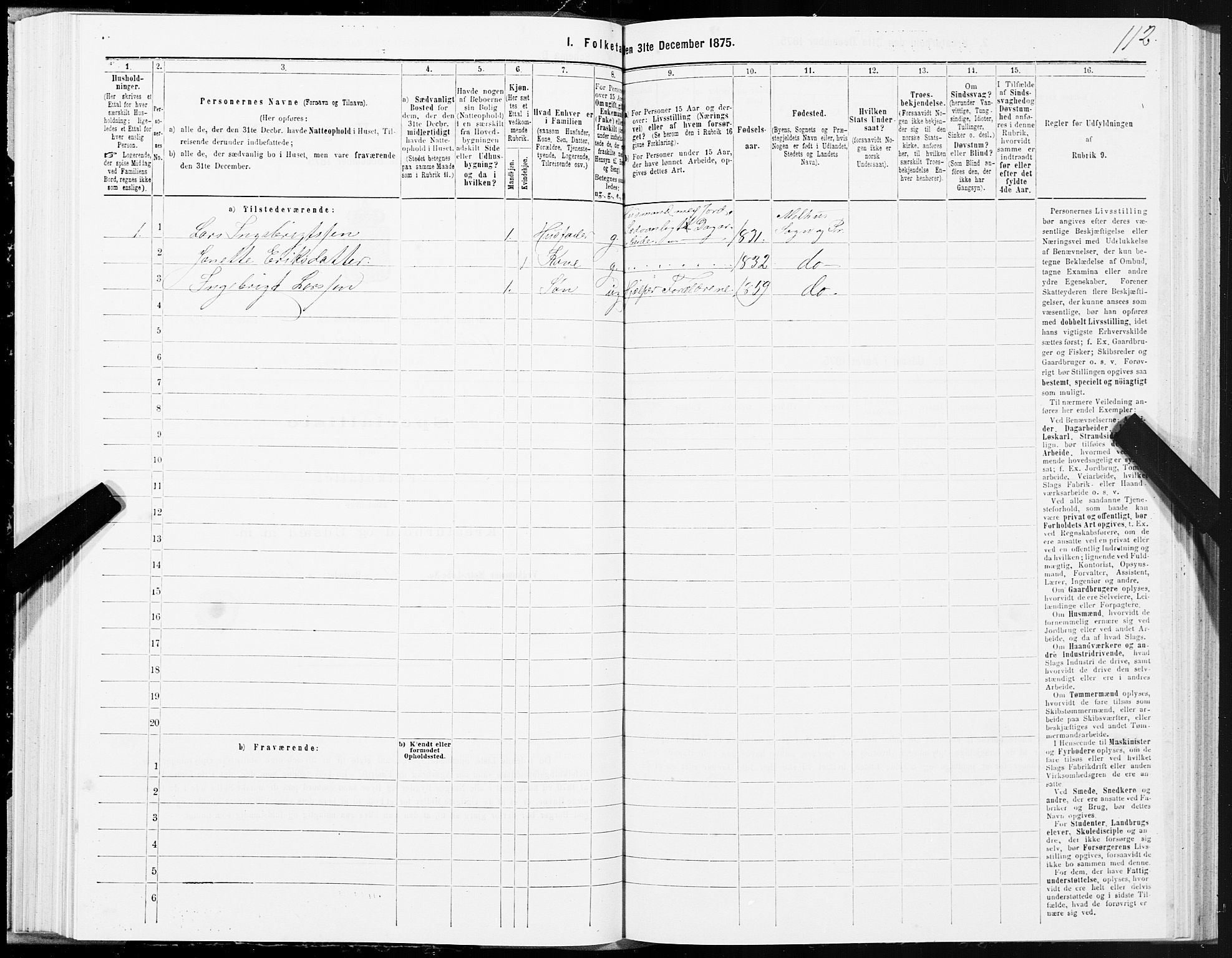 SAT, 1875 census for 1653P Melhus, 1875, p. 8112