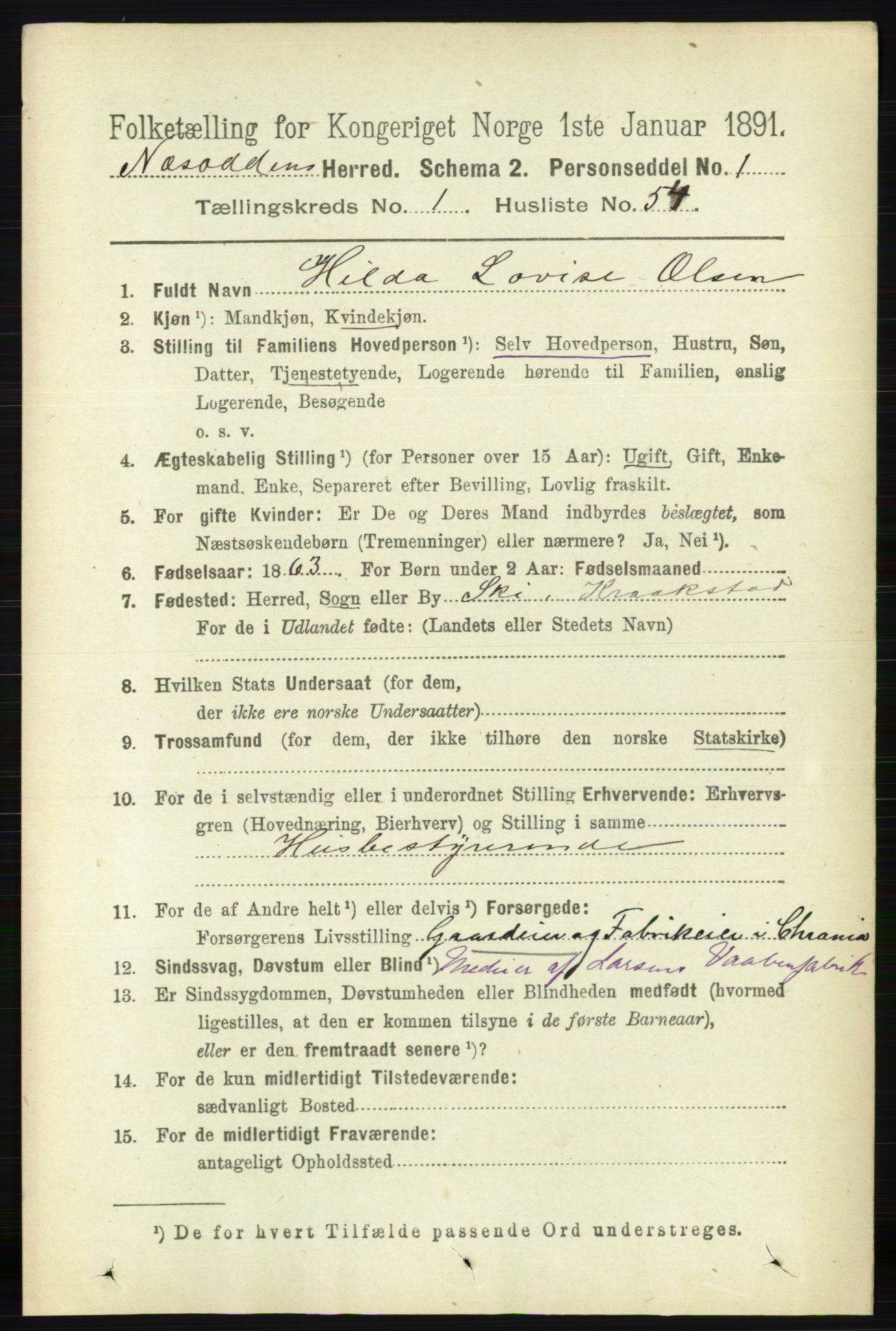 RA, 1891 census for 0216 Nesodden, 1891, p. 350