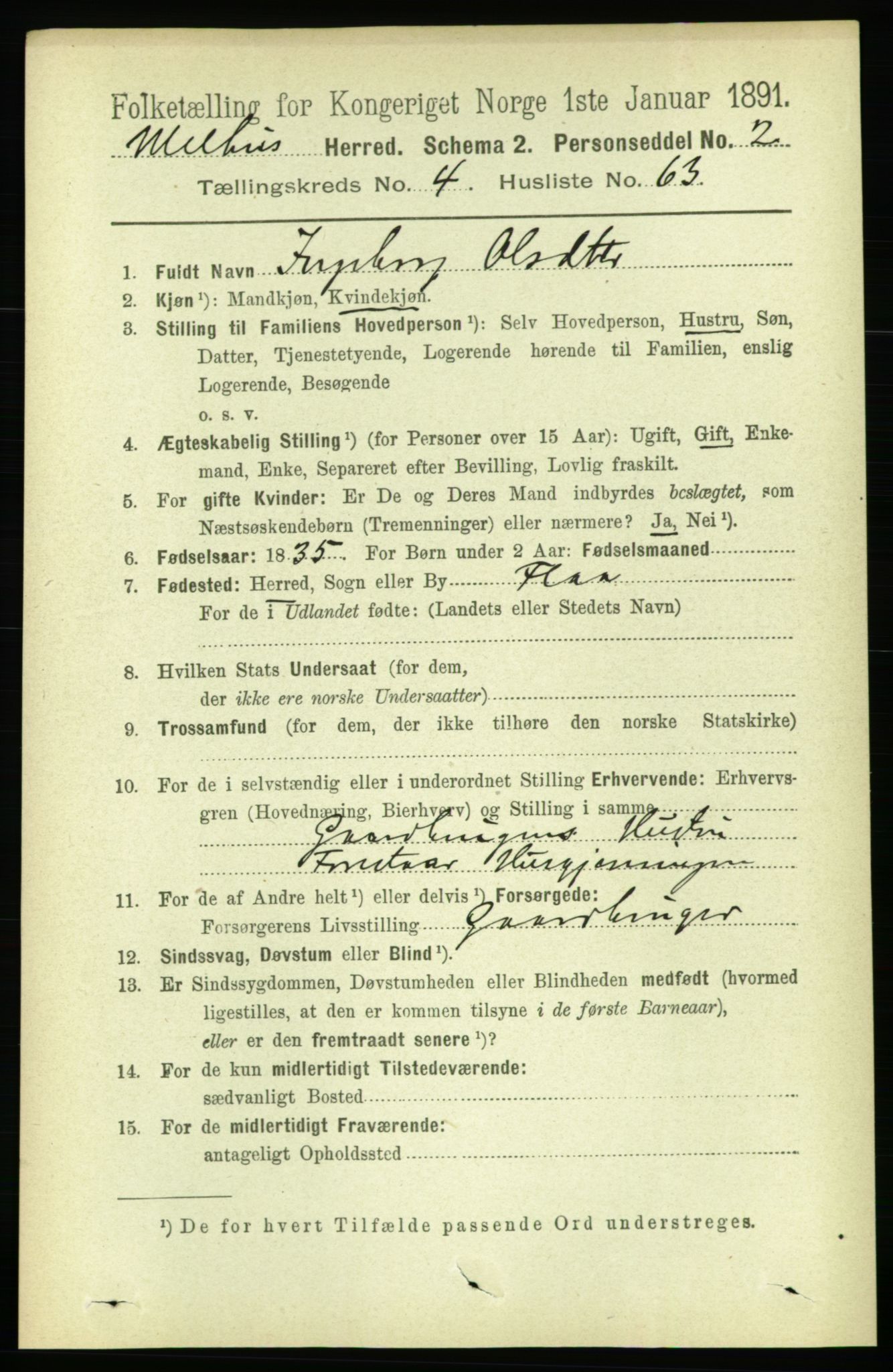 RA, 1891 census for 1653 Melhus, 1891, p. 2286