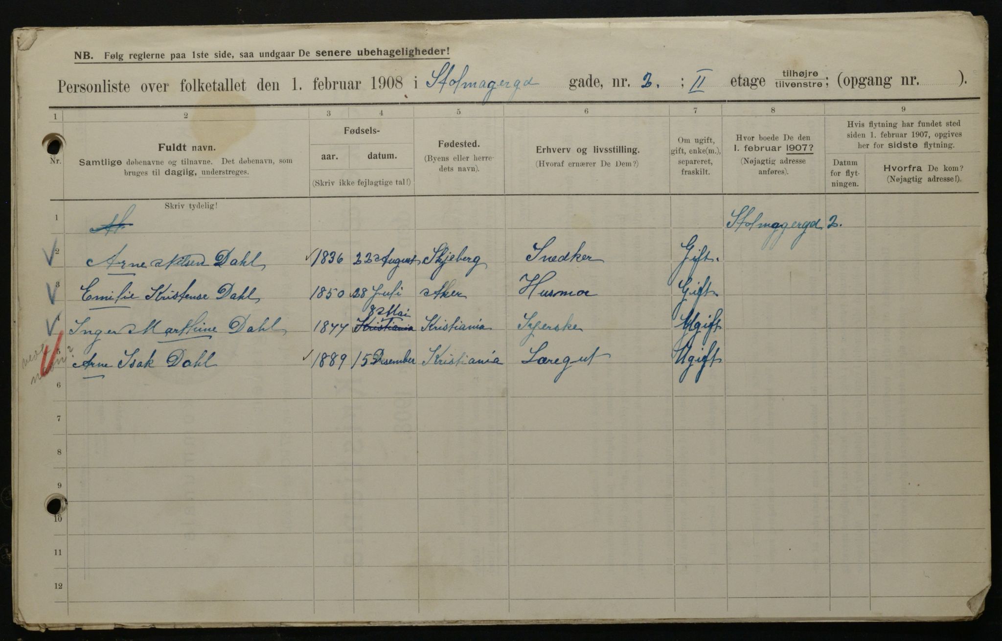 OBA, Municipal Census 1908 for Kristiania, 1908, p. 92179