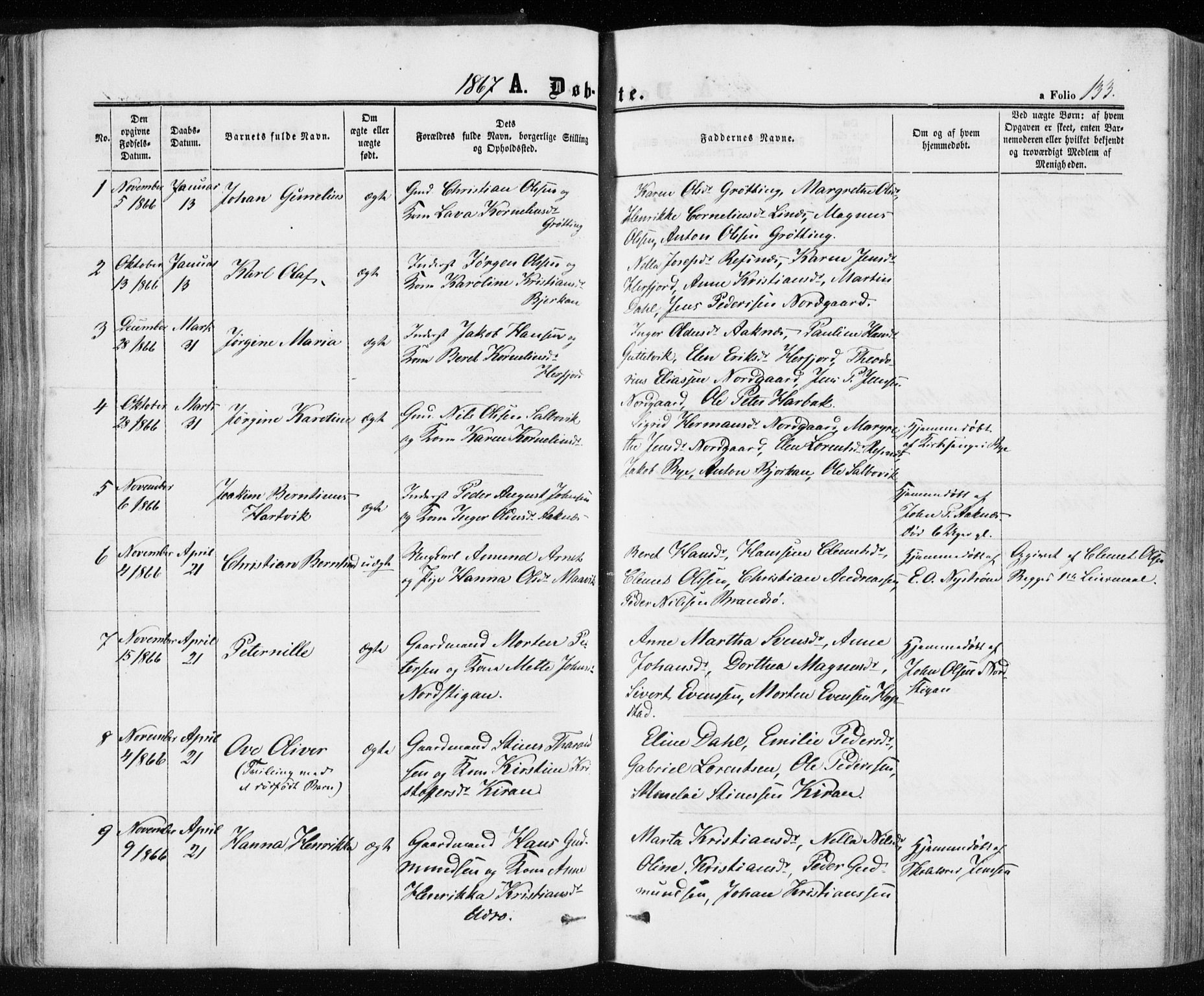 Ministerialprotokoller, klokkerbøker og fødselsregistre - Sør-Trøndelag, SAT/A-1456/657/L0705: Parish register (official) no. 657A06, 1858-1867, p. 133