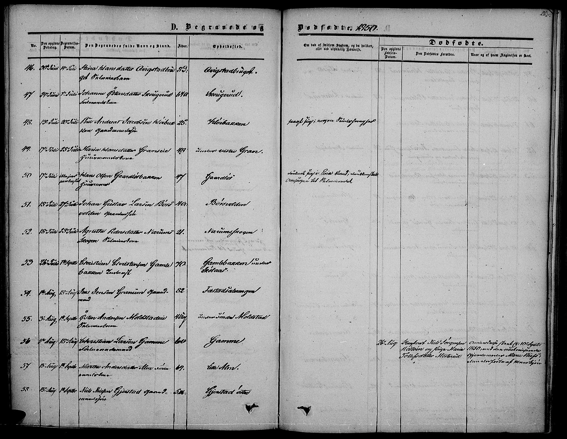 Vestre Toten prestekontor, AV/SAH-PREST-108/H/Ha/Haa/L0005: Parish register (official) no. 5, 1850-1855, p. 263