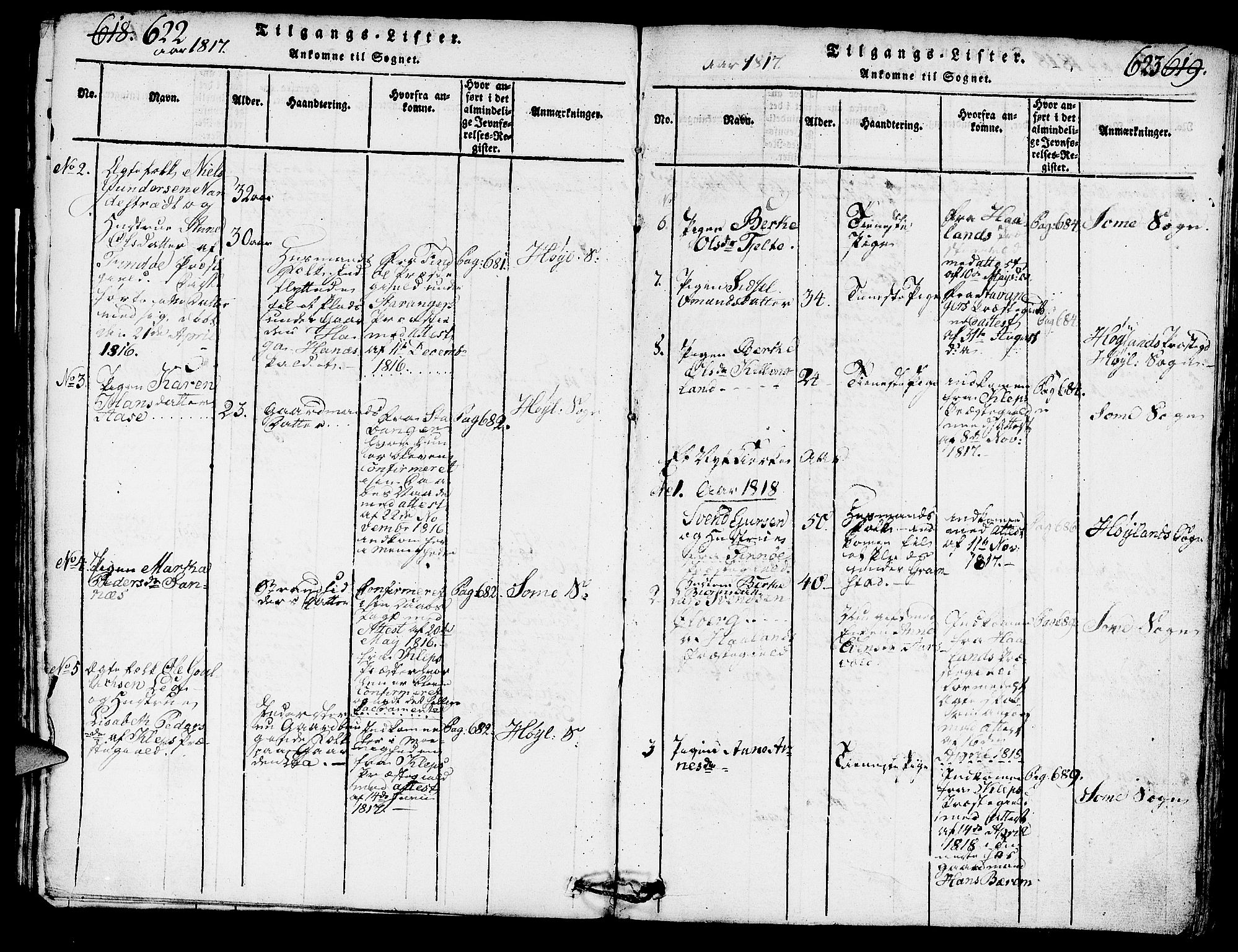 Høyland sokneprestkontor, SAST/A-101799/001/30BA/L0006: Parish register (official) no. A 6, 1815-1825, p. 622-623