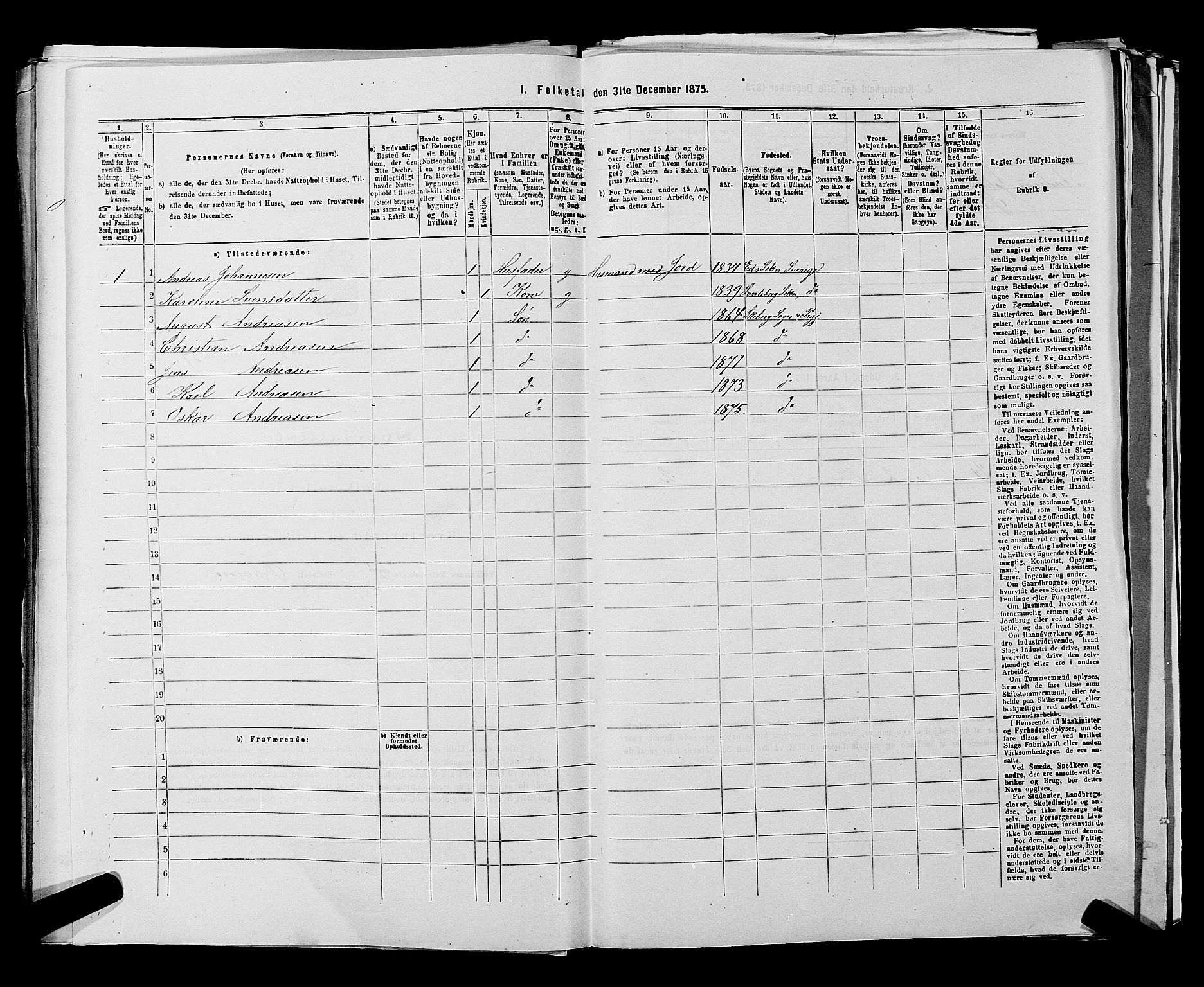 RA, 1875 census for 0115P Skjeberg, 1875, p. 827
